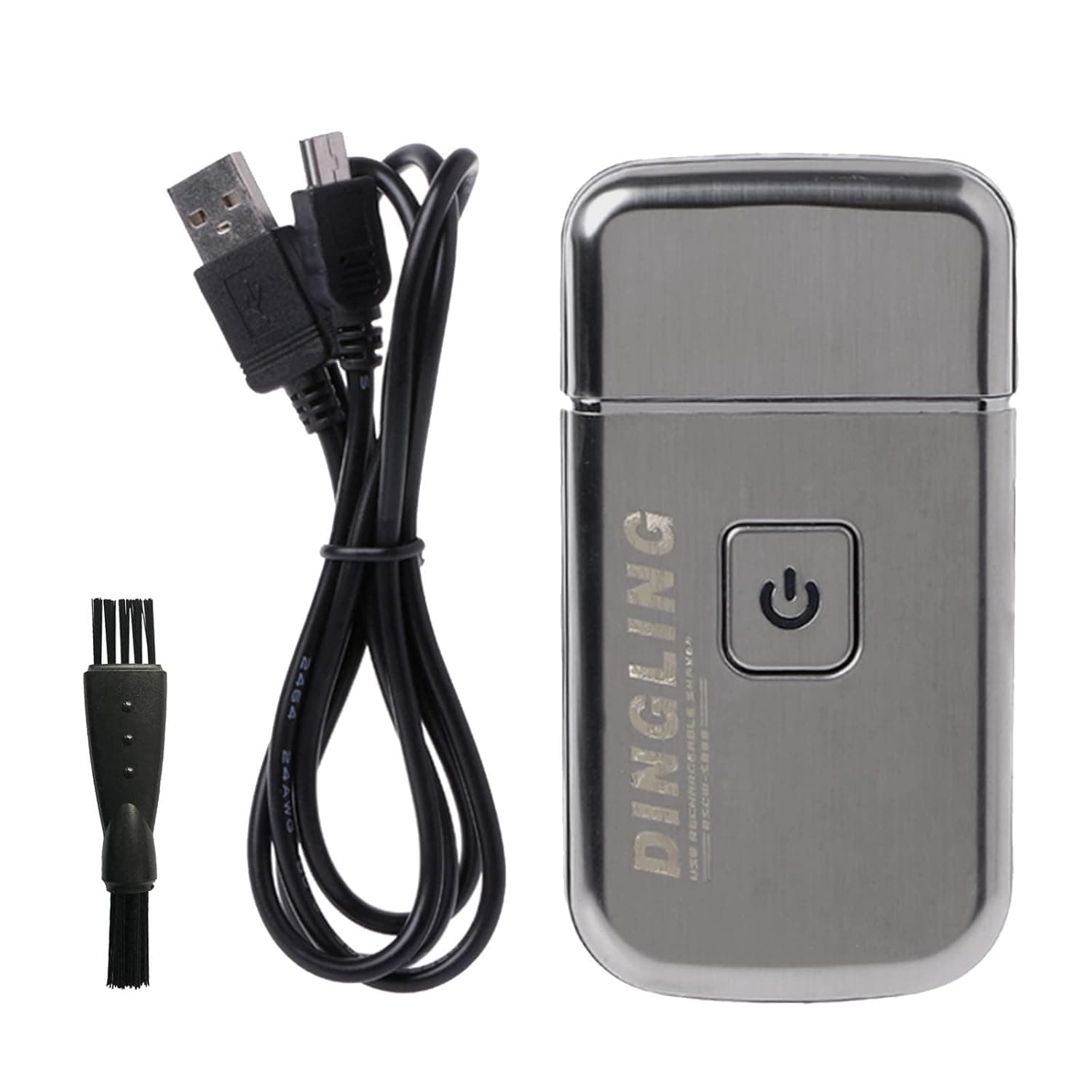 Men's Ultra Thin Electric Razor, Rechargeable Single Reciprocating Mini Electric Razor Rechargeable Washable Wet/Dry Razor for Facial Care Beard Trimmer, Silver