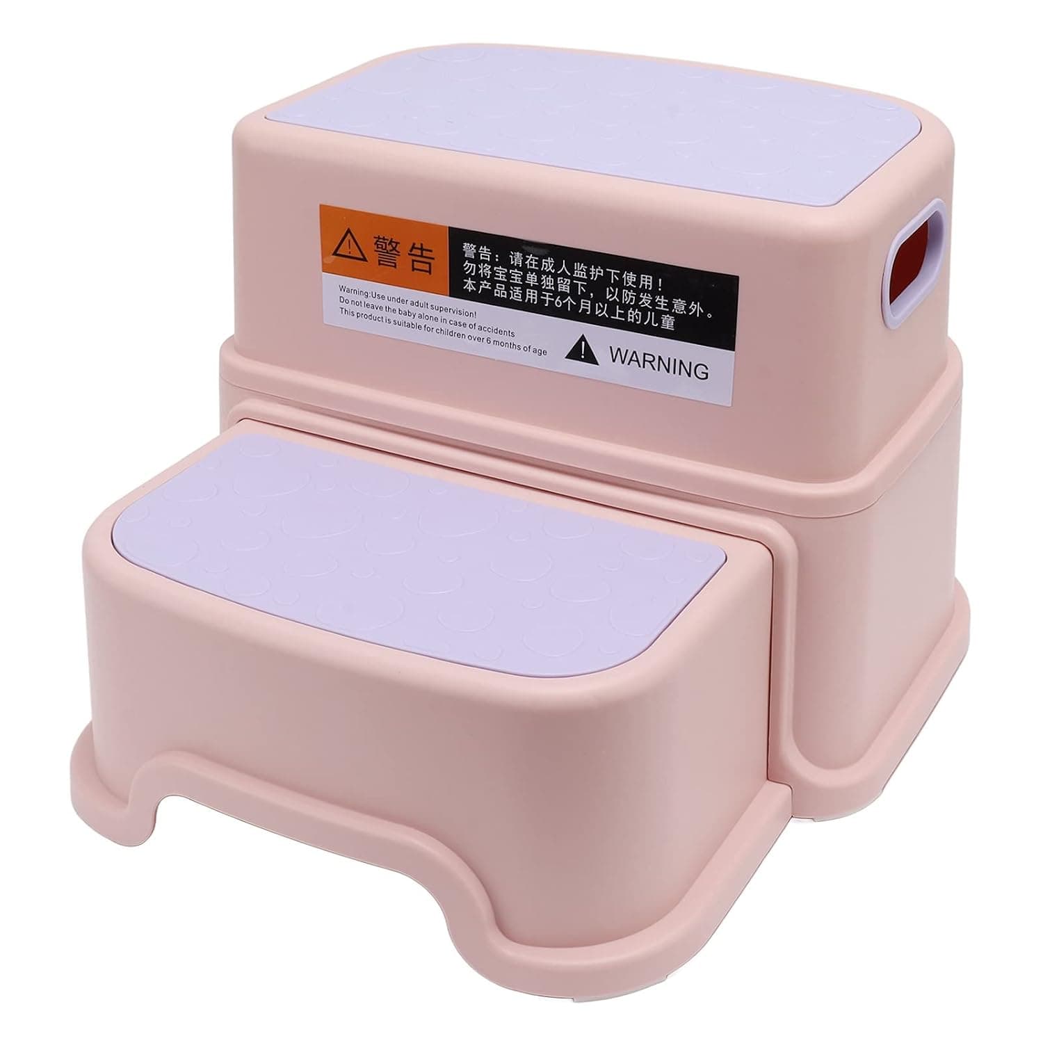 Children's Footstool Set of 3 Stable Skidproof Kid's Step Stools for Bathrooms Toilets Kitchens Plastic 13in (Pink)