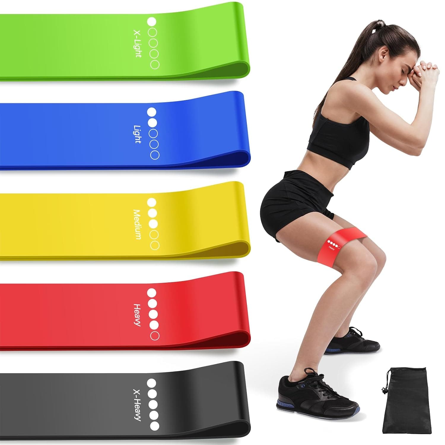 Resistance Bands for Working Out, Exercise Bands Resistance Bands Set with 5 Resistance Levels, Multi-Colored Workout Bands for Indoor and Outdoor Fitness, Leg Strength Training, Rehab, Yoga