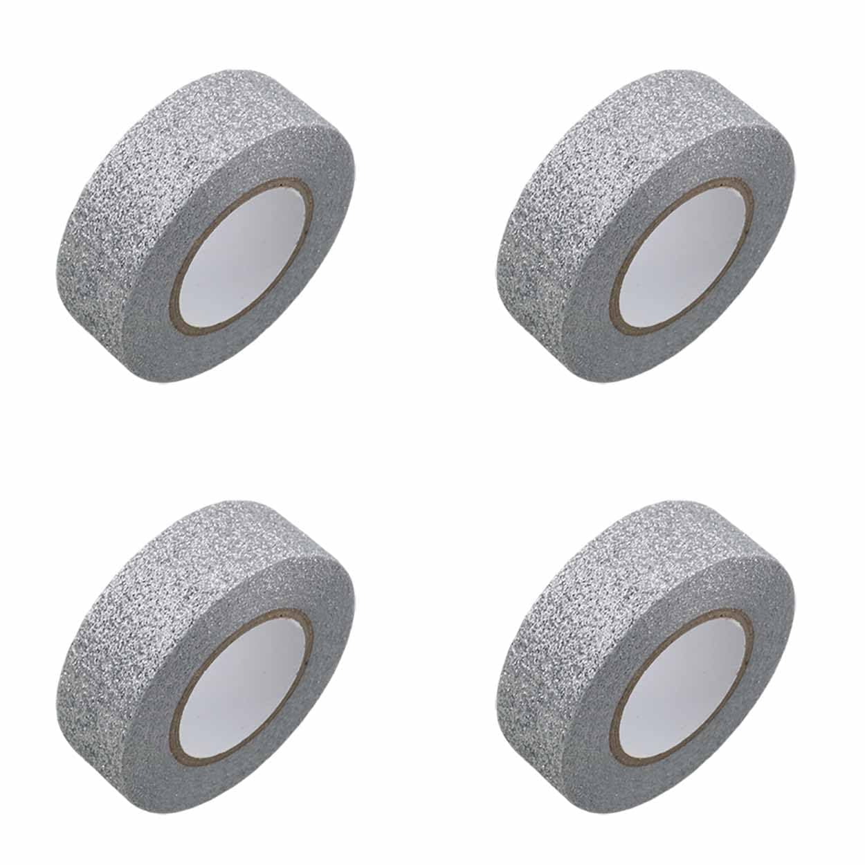 4 Roll Silver Glitter Tape Fine Glitter Tape 5m x 15mm Silver for Gift Wrapping Scrapbooks Photo Albums Journals and Picture Frame Decorations