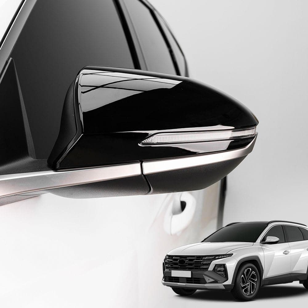YOUTOOCAR 2PCS Exterior Mirror Covers Side Rear View Mirror Covers Trim Compatible with Hyundai Tucson 2021-2026 Accessories (Glossy Black)