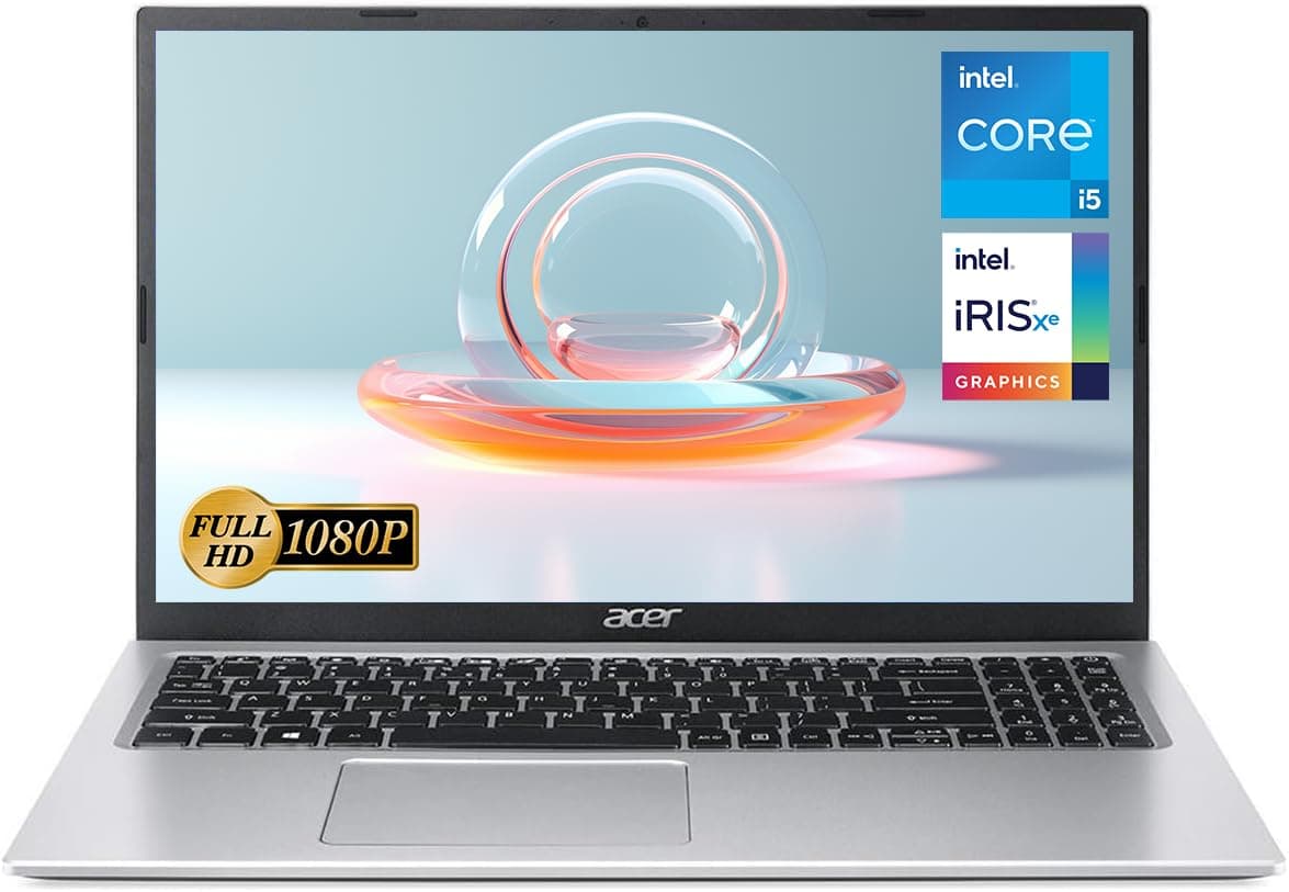acer Aspire Laptop, 15.6"" FHD Display, Intel Core i5-1135G7, 8GB RAM, 512GB SSD, Webcam, HDMI, RJ45, Wi-Fi 6, Windows 11 Home, Silver, A315-24P