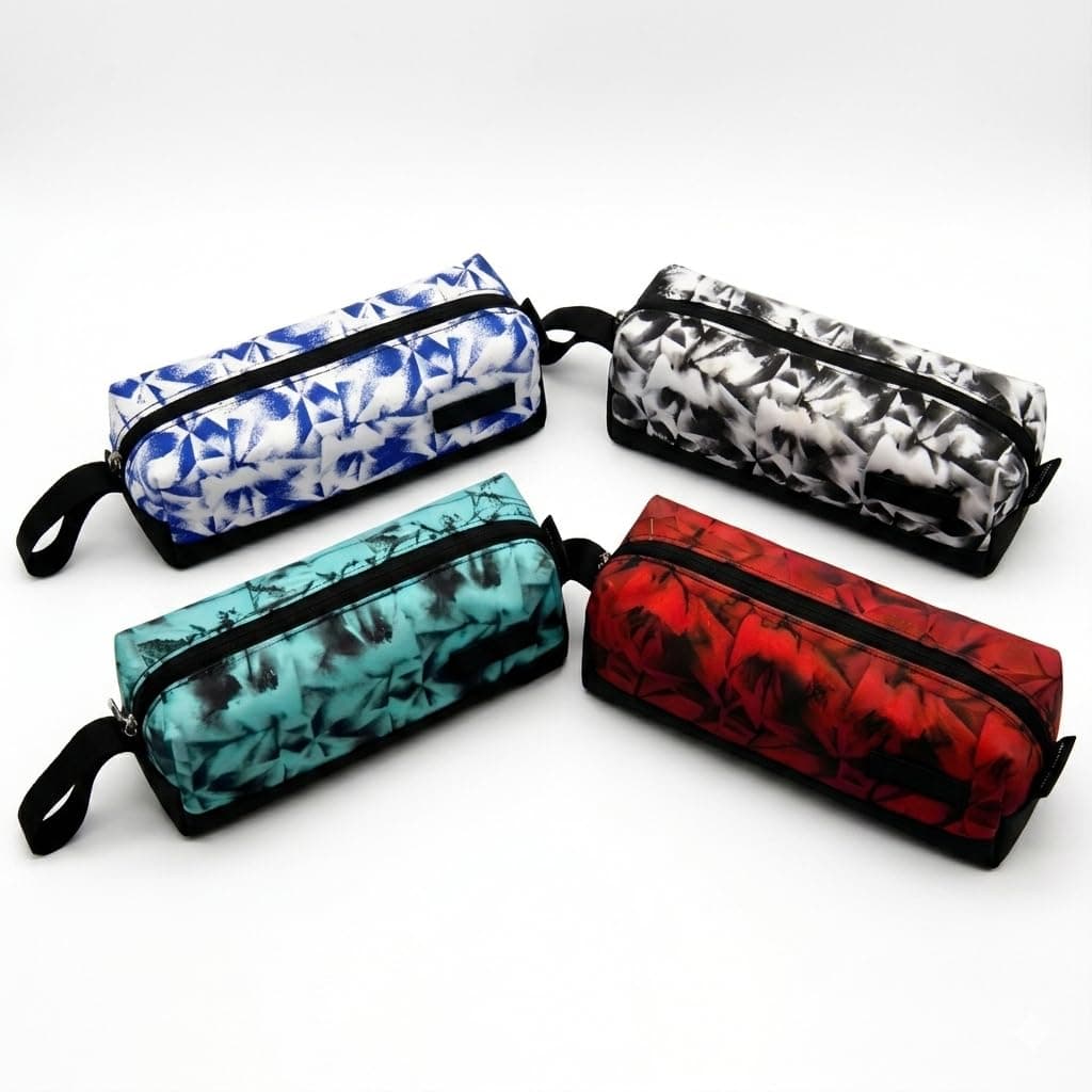 Fitto Pencil Pouch 20.5x6.5x5cm White Pattern Stationery Case for Pencils & Office Supplies