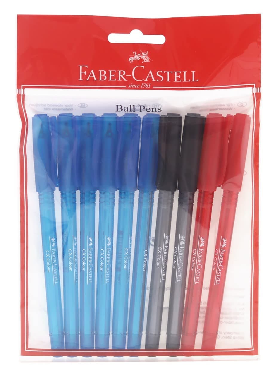 Faber Castell CX Ballpoint Pen 10-Pieces, Multicolor