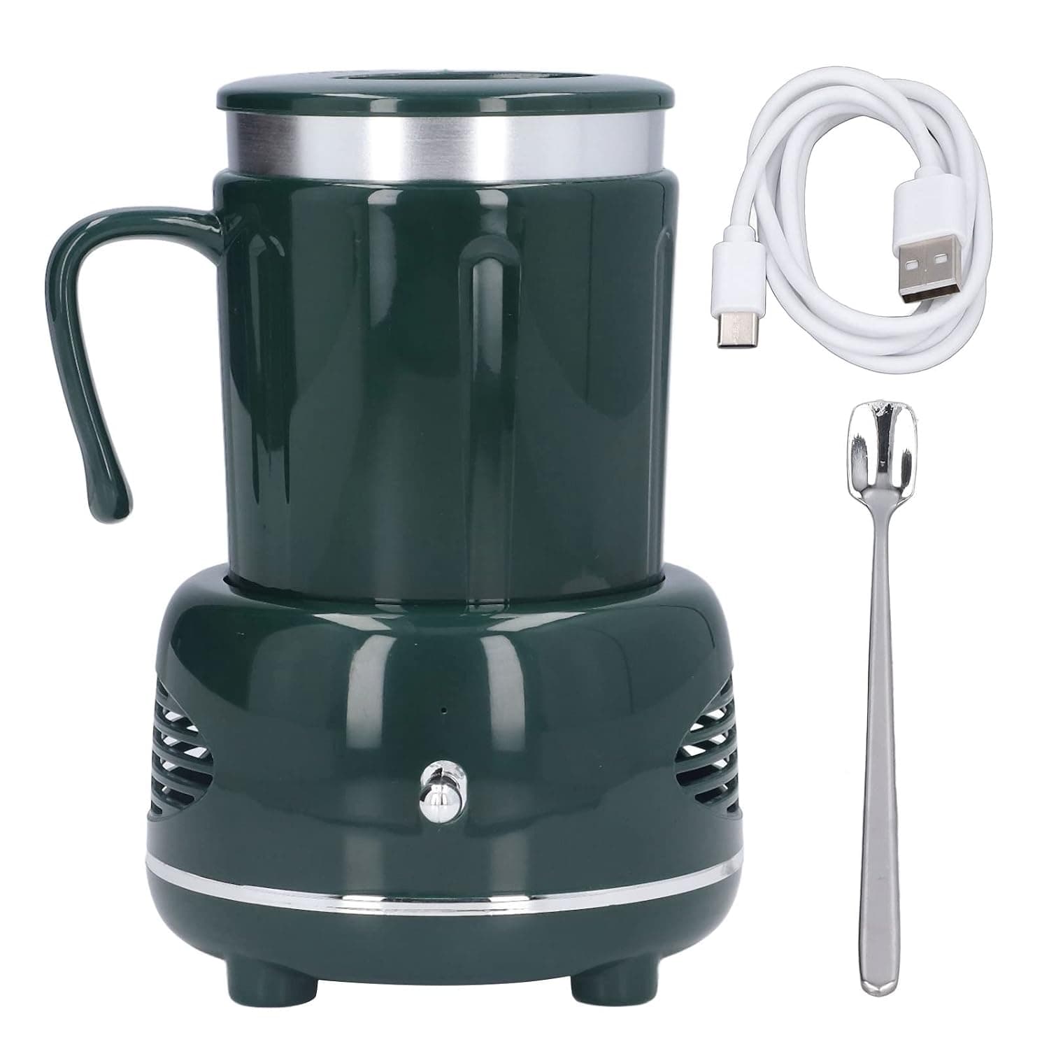 Cooler Heater Cup Quick Cooling Heating Dual Mode Easy Operation Aluminum Body Stable Non-Slip Coffee Cup Warmer for Coffee Bear Bottle Home Office (green)