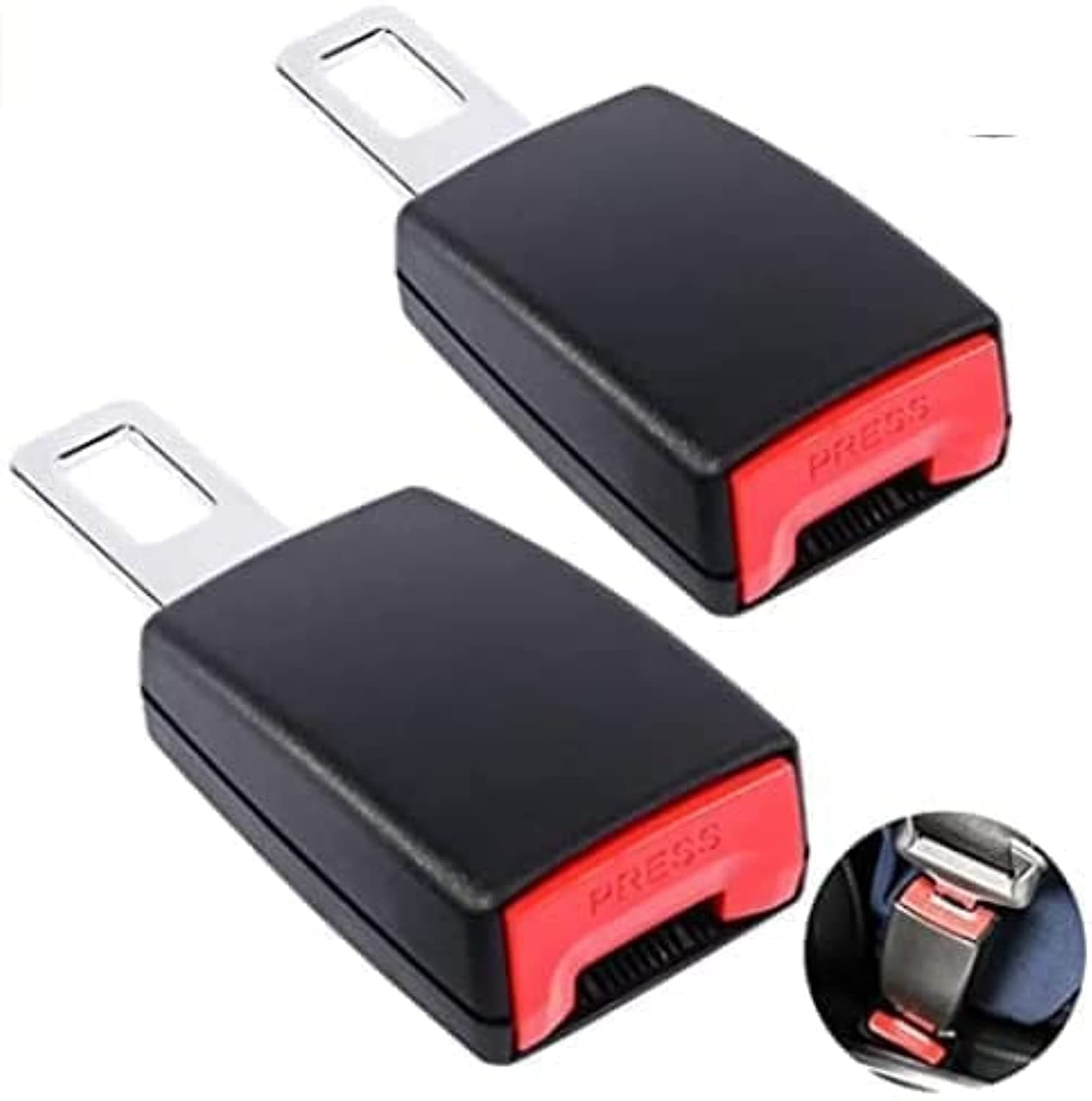 Car Buckle Extender, Lakobos Car Seat Belt Clips, Metal Seat Belt, Clip Seat Belt Adjuster/Universal Car Extension Socket Buckles Connector Universal Vehicle Seat Belt Safety Covers (1PCS, Black)