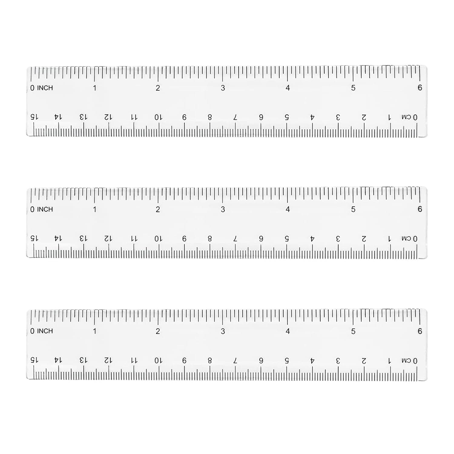 3 Pack Clear Ruler Multipack Clear Ruler Plastic Rulers 6 Inches Shatter Resistant Ruler Shatterproof Metric Ruler Transparent Straight Ruler Measuring Ruler Tool for Student School Office - 15cm
