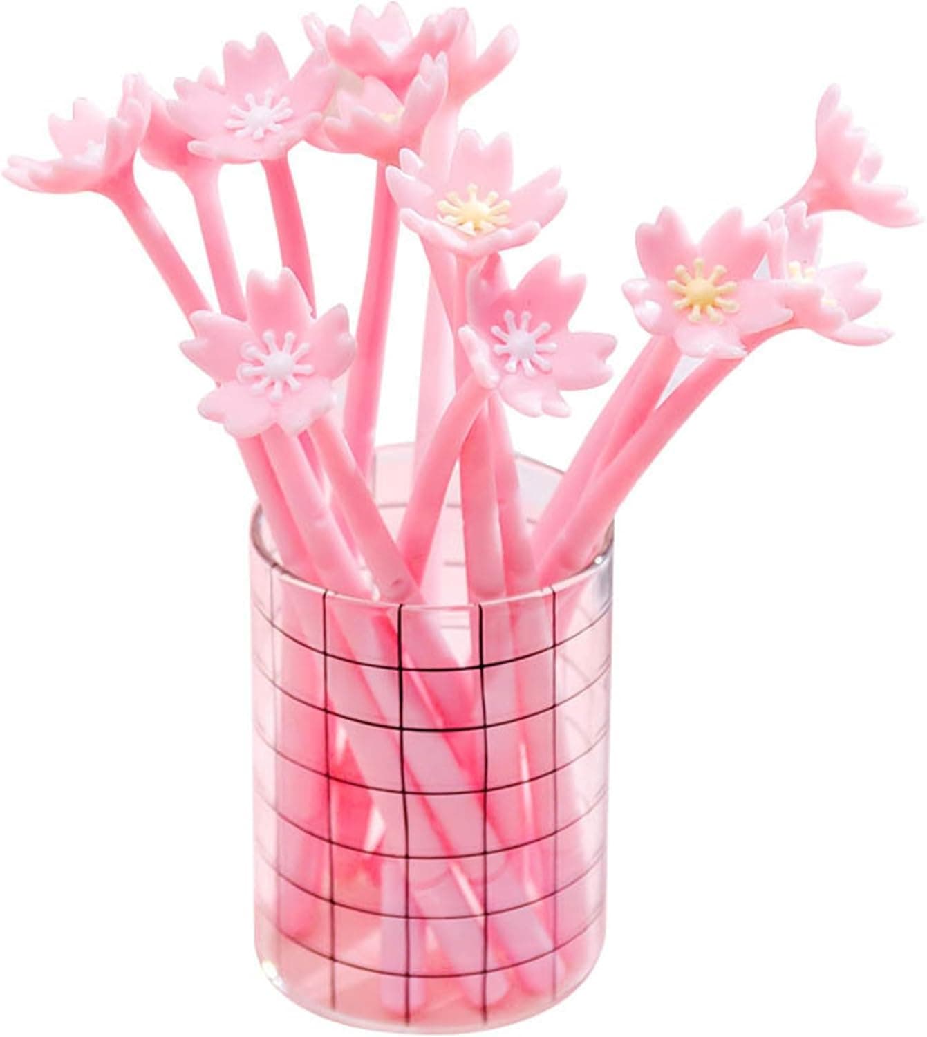 12Pcs Cherry blossoms Gel Pens for Child, Women, Coworkers, Hostess and Girlfriend, Great Party Supplies and School Supplies, Black Ink (0.5mm)