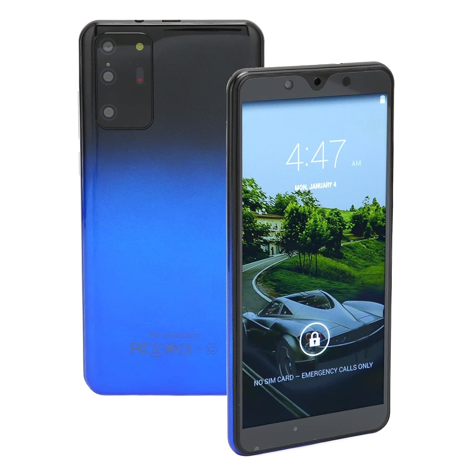 Note30 Plus 3G Cellphone, Unlocked Smartphone with 5.72in HD Screen, 512 MB/4GB Ultrathin Phone for Android 4.4.2, Dual Cards Dual Standby, 1650mah Battery, Face Recognition