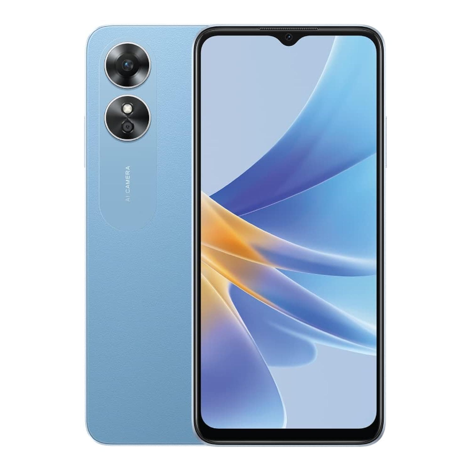 OPPO A17 Dual SIM 6.56 inches Smartphone 64GB 4GB RAM|5000mAh Long Lasting Battery |Fingerprint | 4G LTE Android Phone, Lake Blue