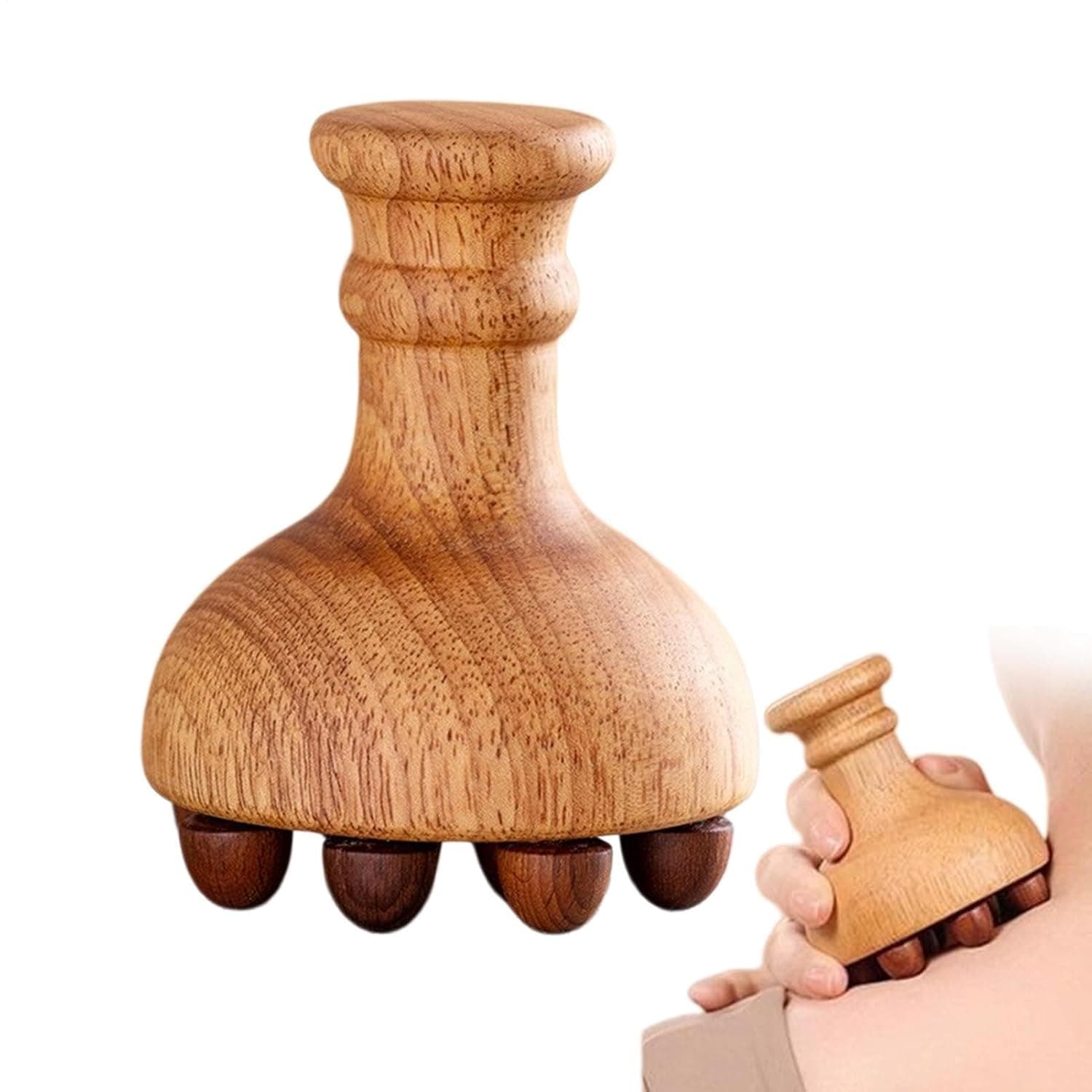 Wood Tools for Body Sculpting Manual Natural Contouring Mushroom Massager | Body Massage Tools for Back Belly Face Neck Muscle Home Spa Travle Shower Yoga Salon Relaxation
