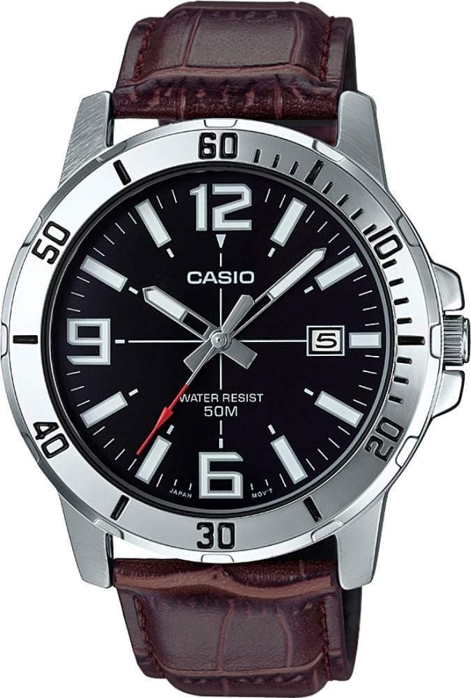 Casio watch men analog brown dial stainless steel