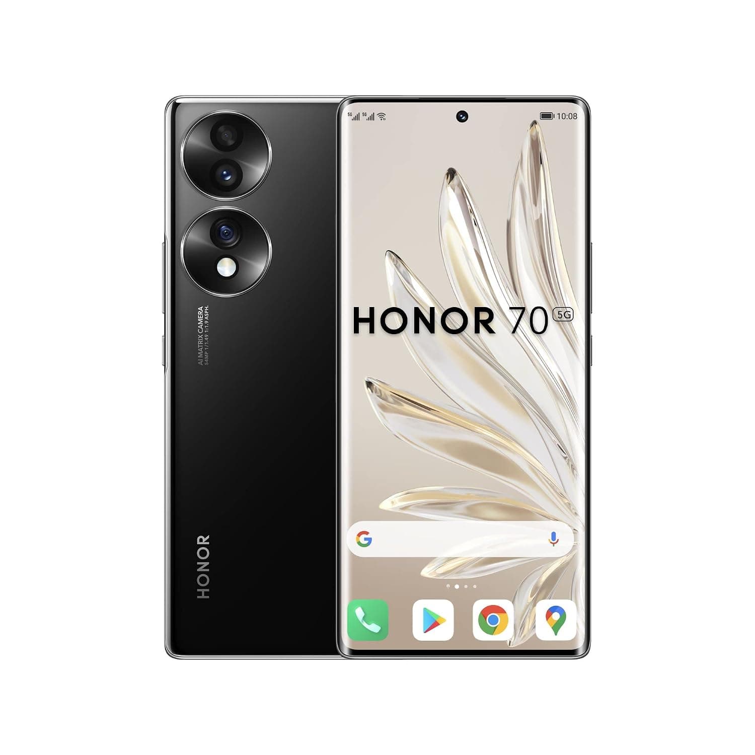 Honor 70 Mobile Phone 5G SIM Free Unlocked 8+128GB Smartphone with 54 MP Triple Rear Camera, 120Hz 6.67 Inch OLED Curved Screen, Android 12, 4800mAh (2 Year Warranty), Midnight Black