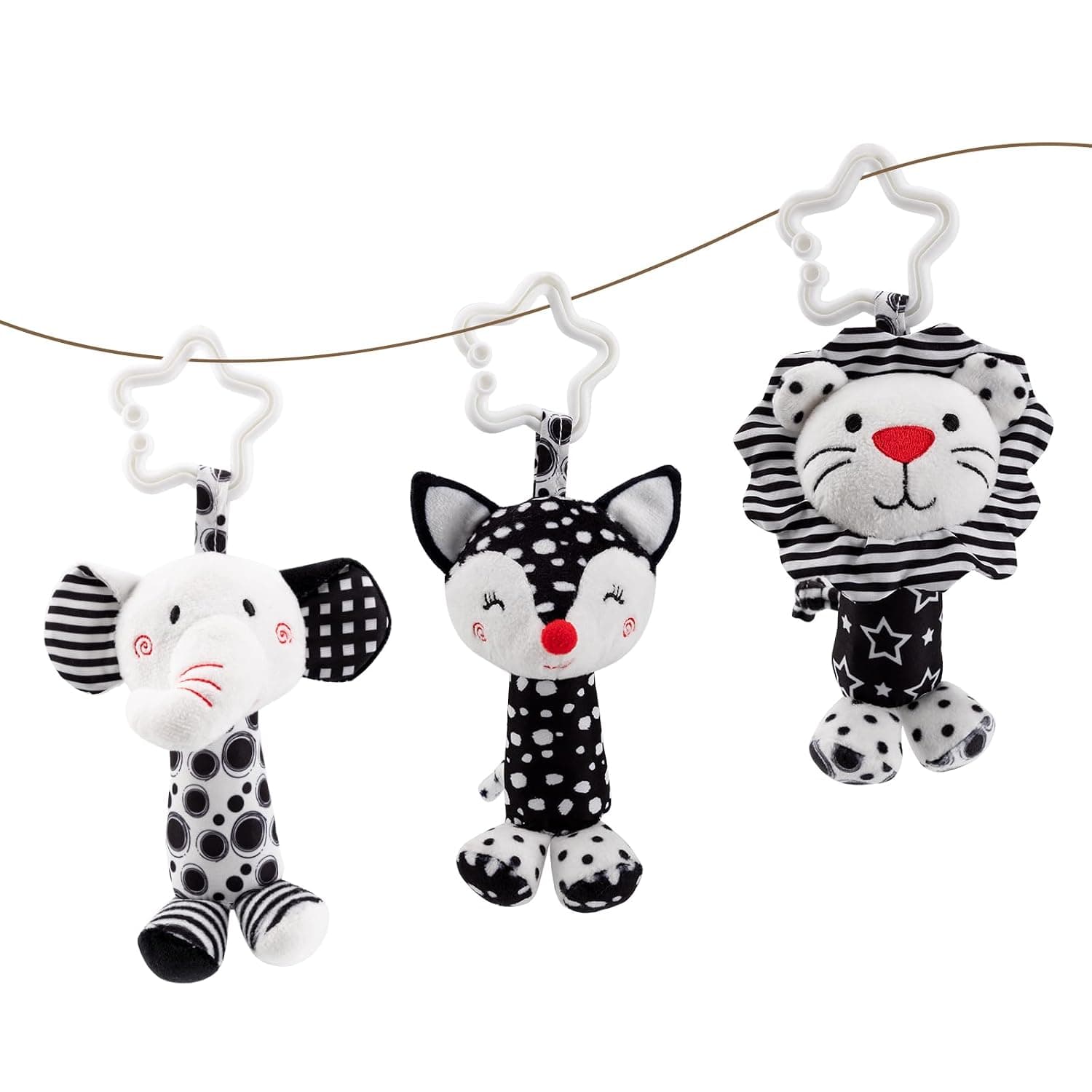Black & White Baby Wind Chime Hanging Toys - High Contrast Rattles for Newborns 0-12 Months, Stroller & Car Seat Mobile, Visual Stimulation Sensory Toy for Baby Gym, Crib & Playtime