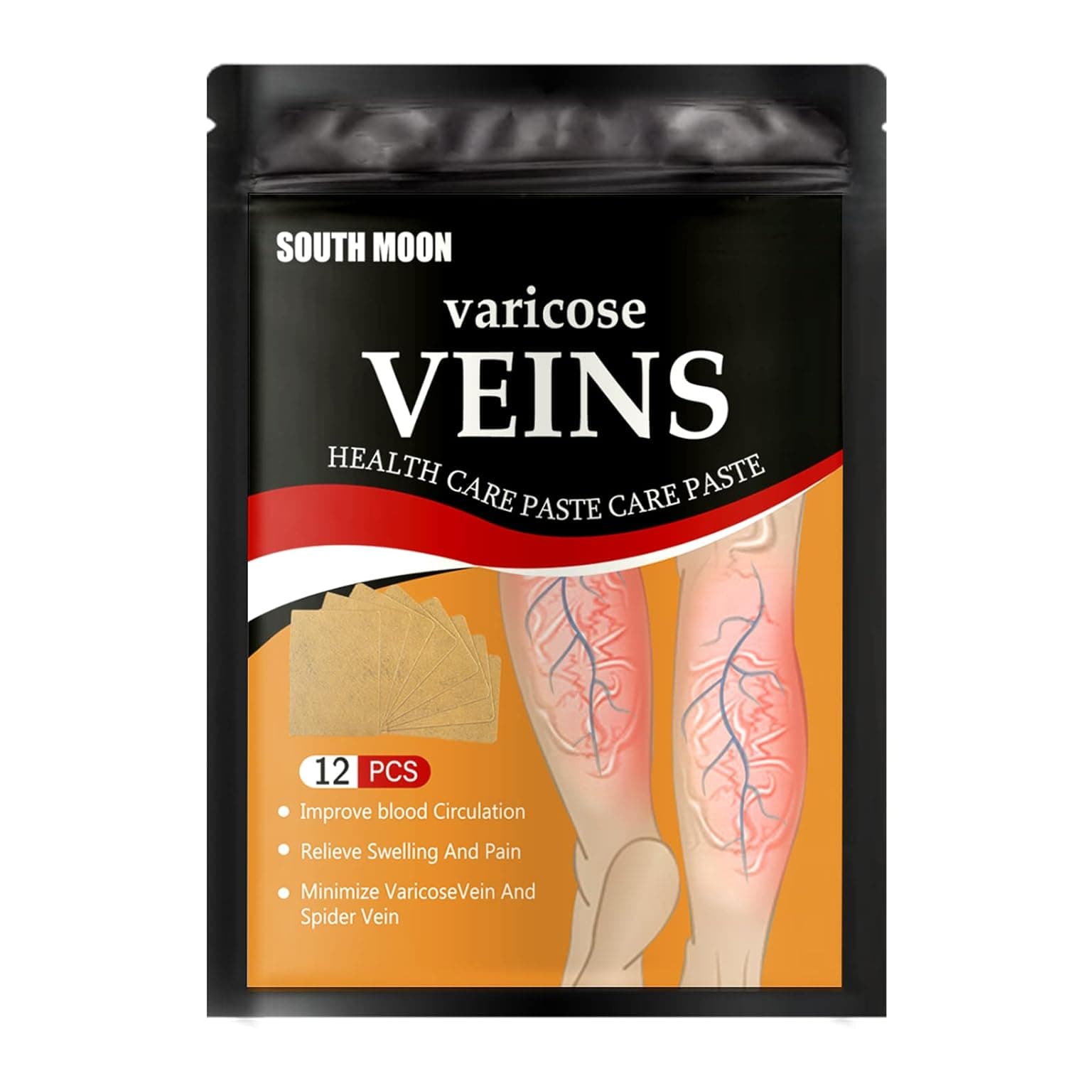 SUNNEEN Health Patch 12Pcs Varicose Veins Health Care Paste Skin-friendly Non-toxic Improve Varicosity Dredge Vein Relieve Soothe Swelling Pain Varicose Veins Paste