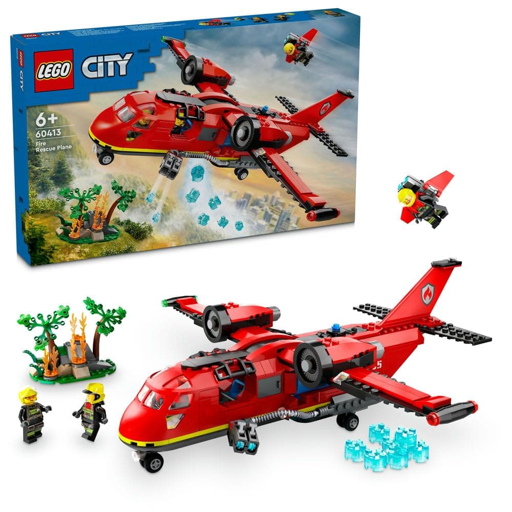 LEGO City Fire Rescue Plane Toy for 6 Plus Year Old Boys, Girls and Kids Who Love Imaginative Play, Airplane Emergency Vehicle Playset Includes 3 Minifigures, Birthday Gift Idea 60413