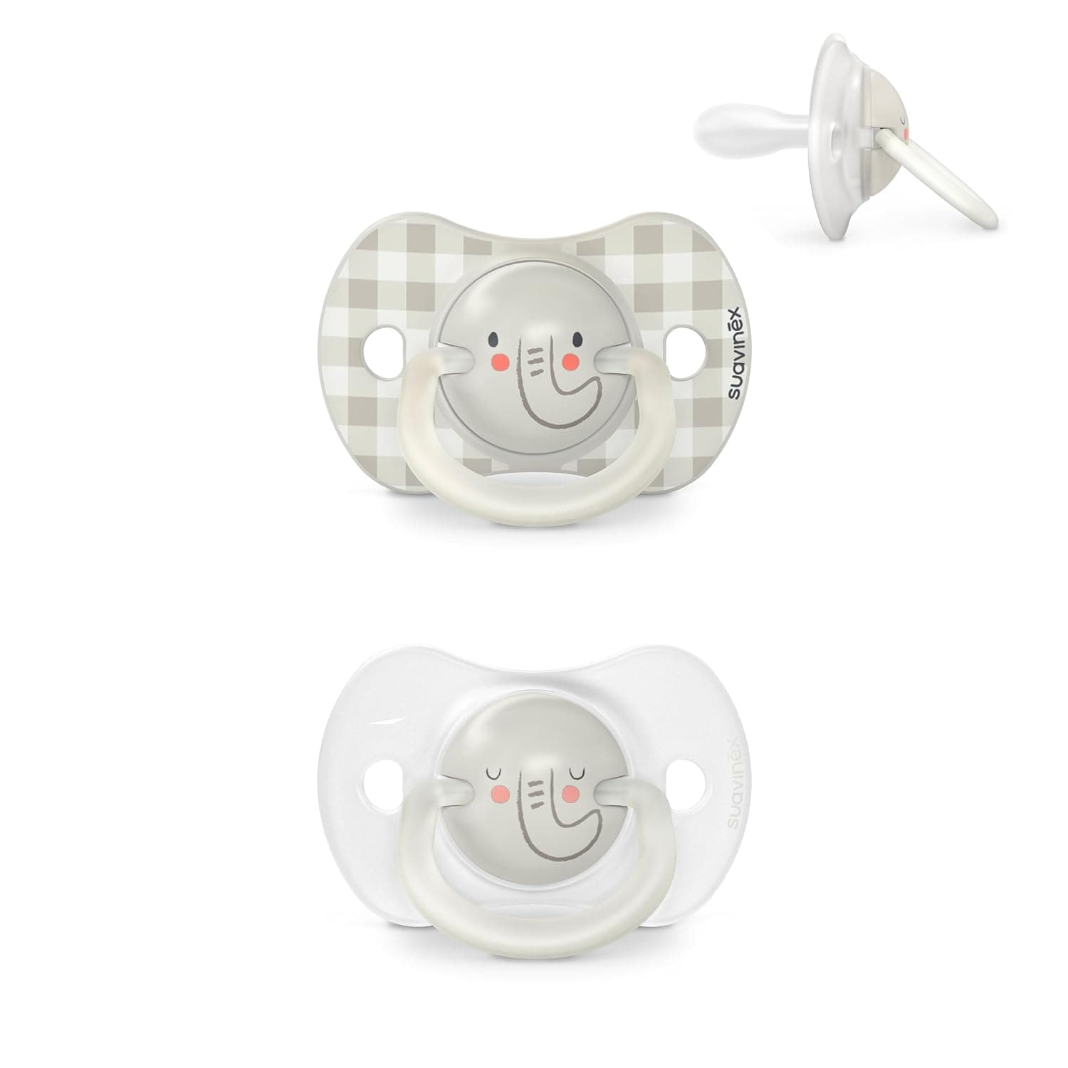 Suavinex, Night & Day Pacifier for Babies 0–6 Months, Newborn, Glow-in-the-Dark Pacifier, with SX Pro Physiological Silicone Nipple, Symmetrical, Grey, 2-Pack