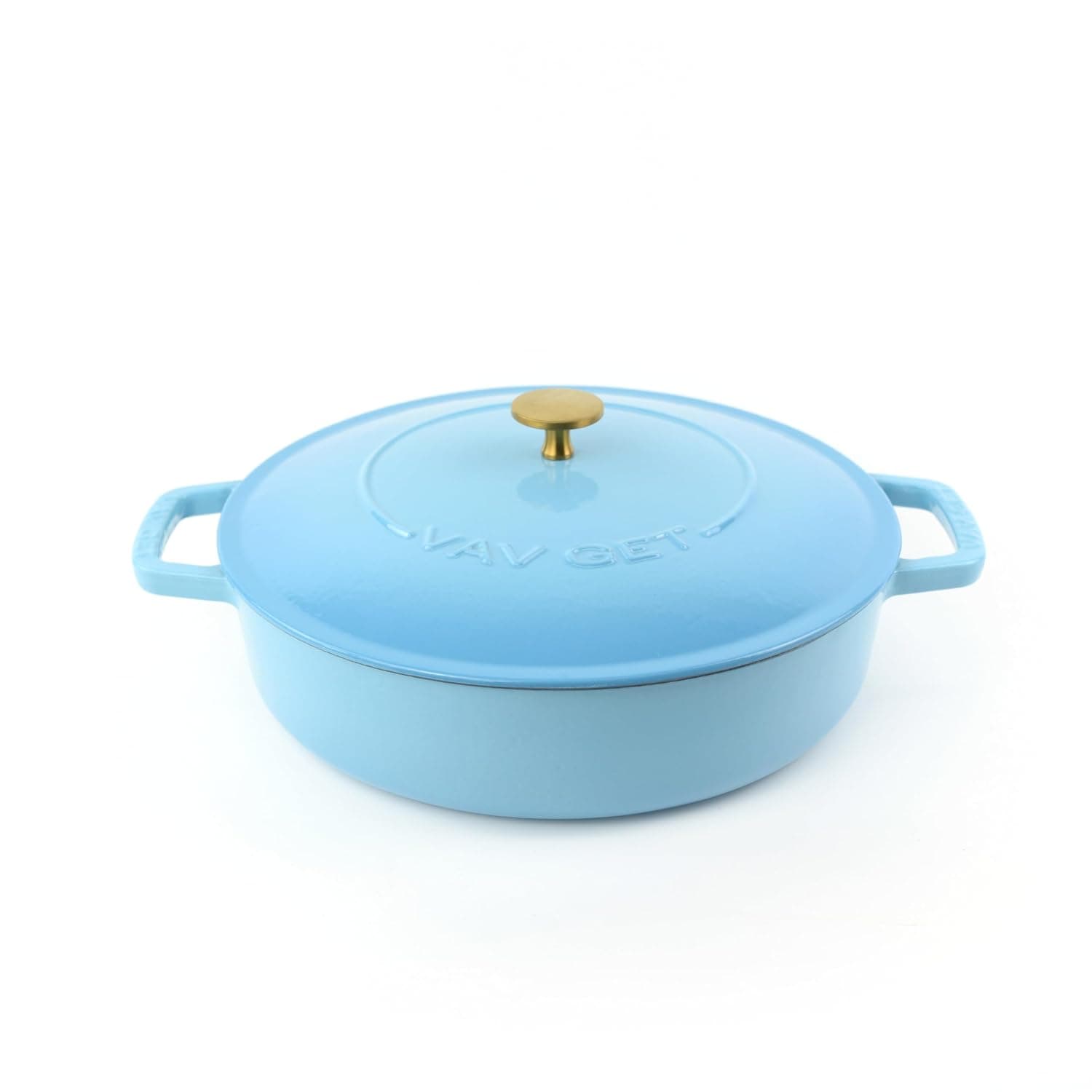 V A V GET Healthy and Safe, Non-Stick Enameled Cast Iron Dutch Oven Braiser. 28cm, 3.79L, 11 Inch, 4QT Induction and All Stove Compatible, Oven & Grill Safe - Teal