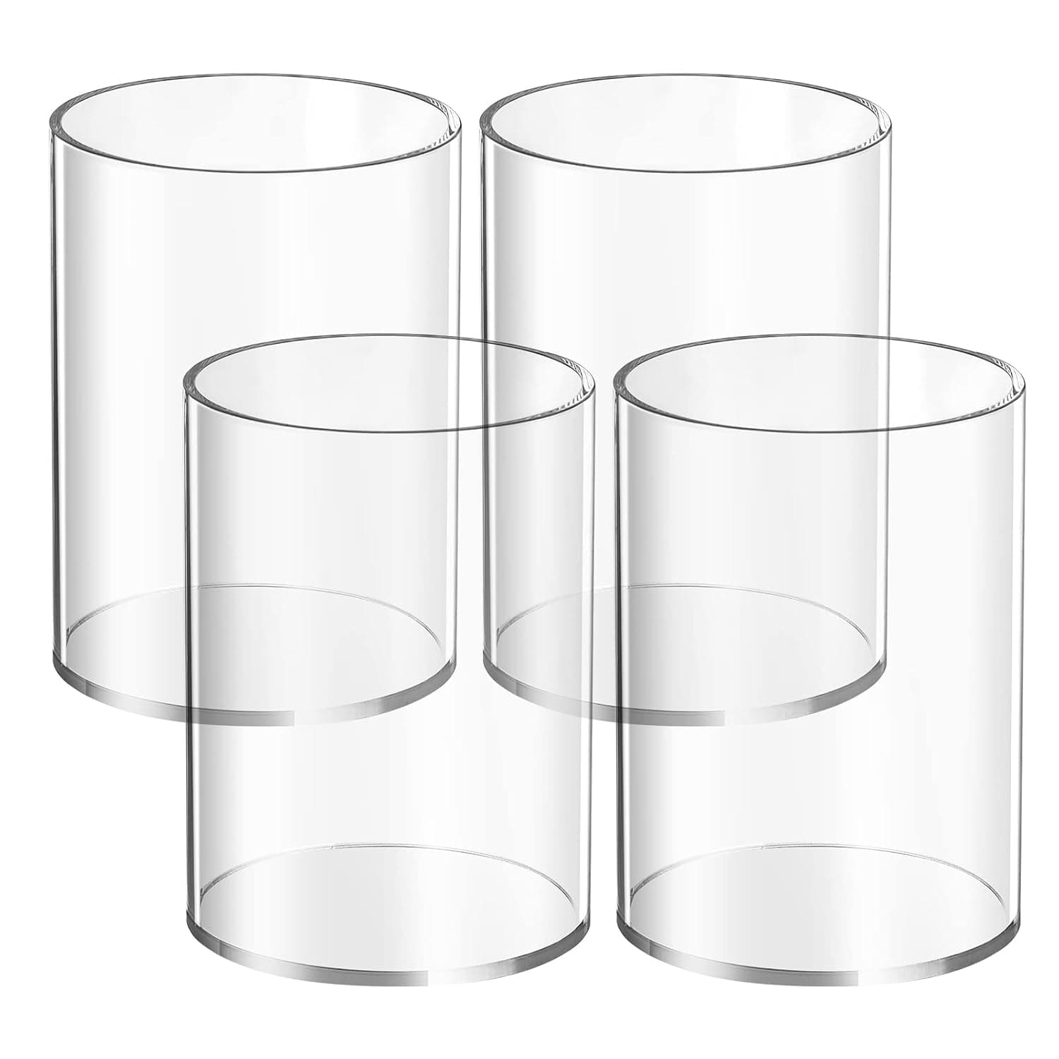Mototo 4 Pack Round Clear Acrylic Pen Holder Desktop Stationery Organizer for Office School Home Desk Accessories