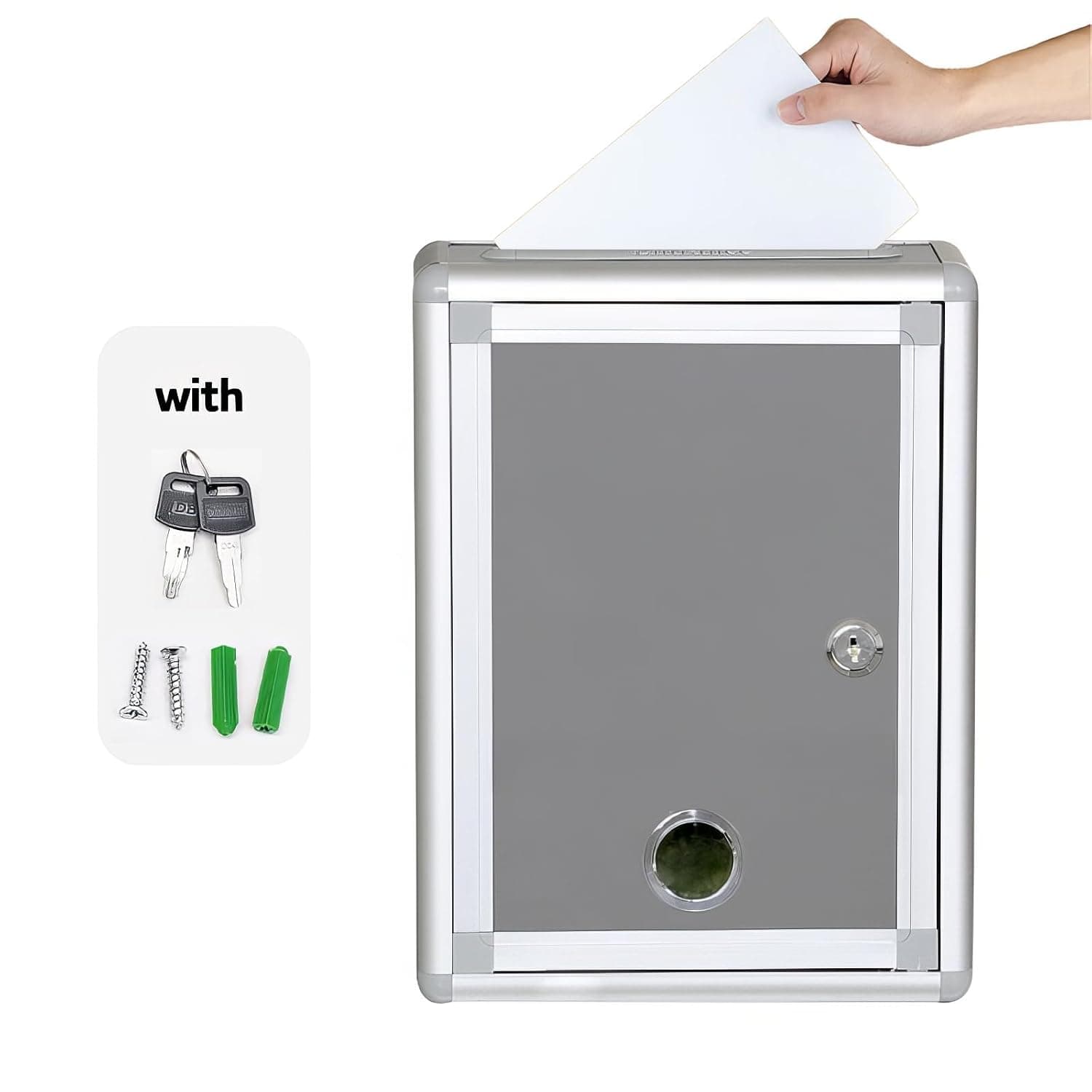 Locking Metal Suggestion Box with Keys - Secure Donation & Collection Drop Box for Office, Home, or School | Wall-Mount Design with 2 Keys