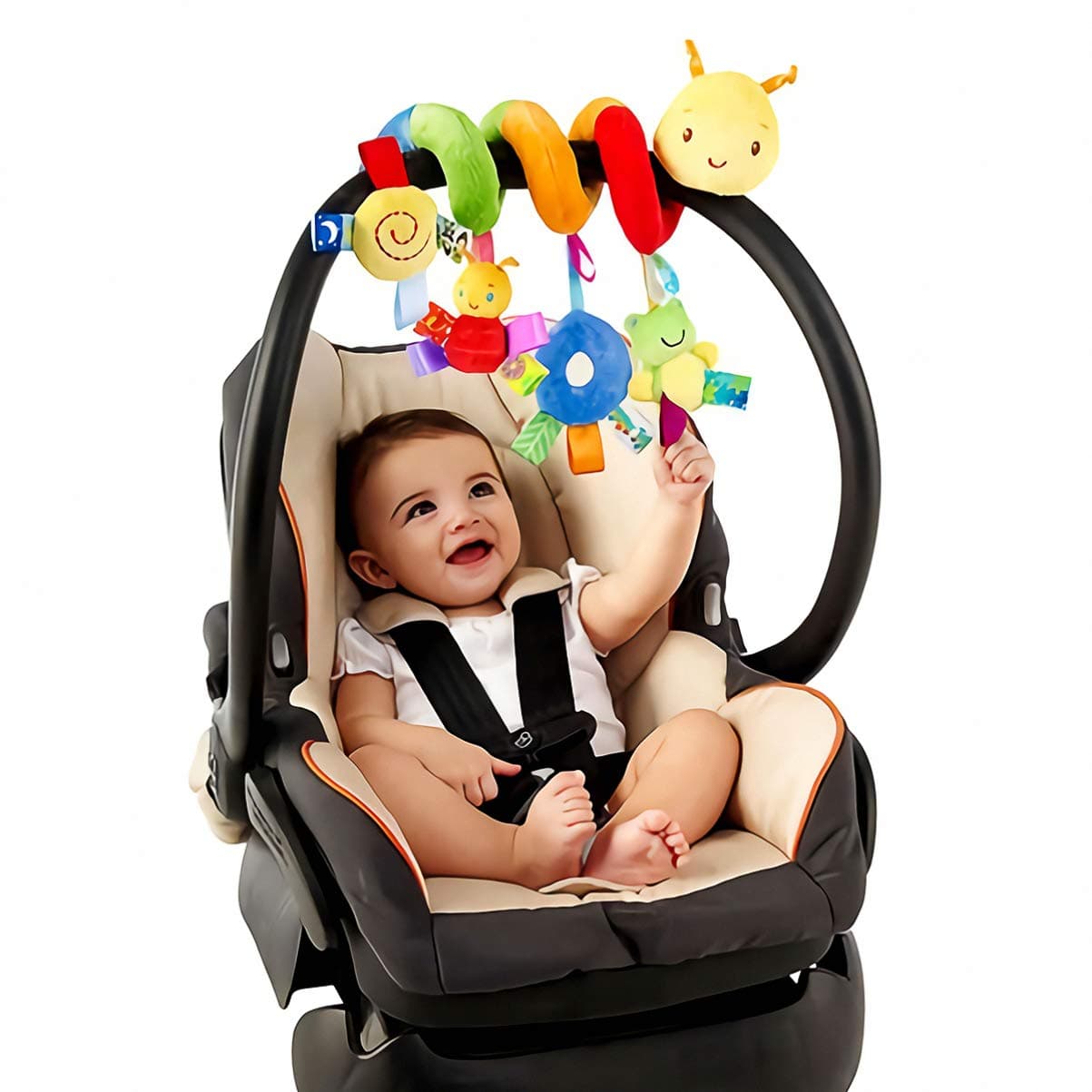 Uonlytech Hanging Rattles Toys, Car Seat Toy Hanging Rattles Spiral Stroller Cot Toy Spiral Toy Pram for Babies Boys and Girls