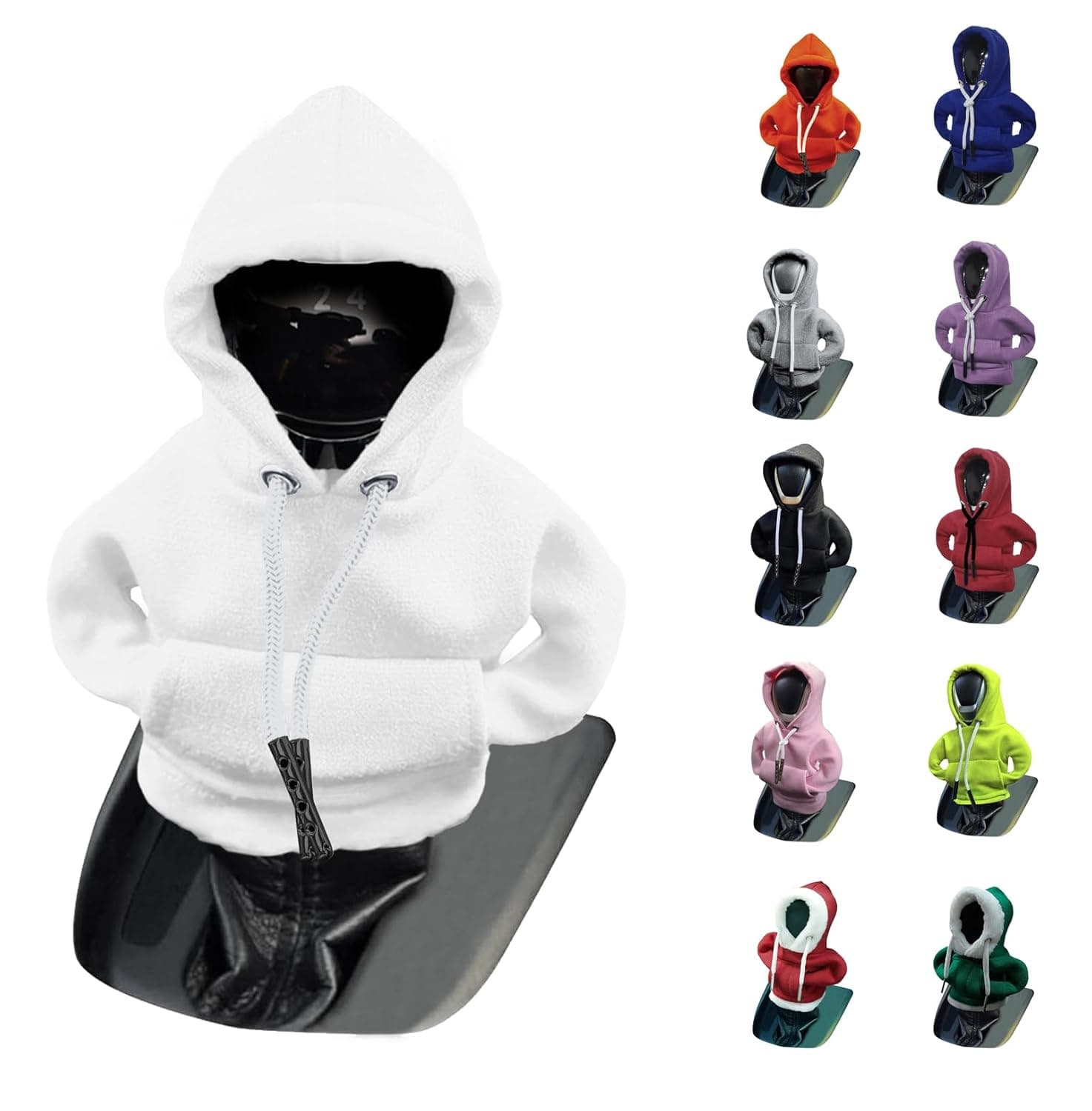 vvag Gear Shift Hoodie, Hoodie Car Gear Shift Cover, Car Shift Knob Hoodie, Automotive Interior Accessories, Universal Fit Knob Cover Gift (White)