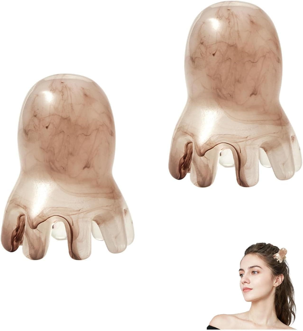 Joyzzz Round Massage Comb, 2 PCS Octopus Claw Scalp Massagers with Unique Points for Hair Growth, Portable Handheld Tools for Head Relaxation, Stress Relief, and Body Muscle Tension Soothing