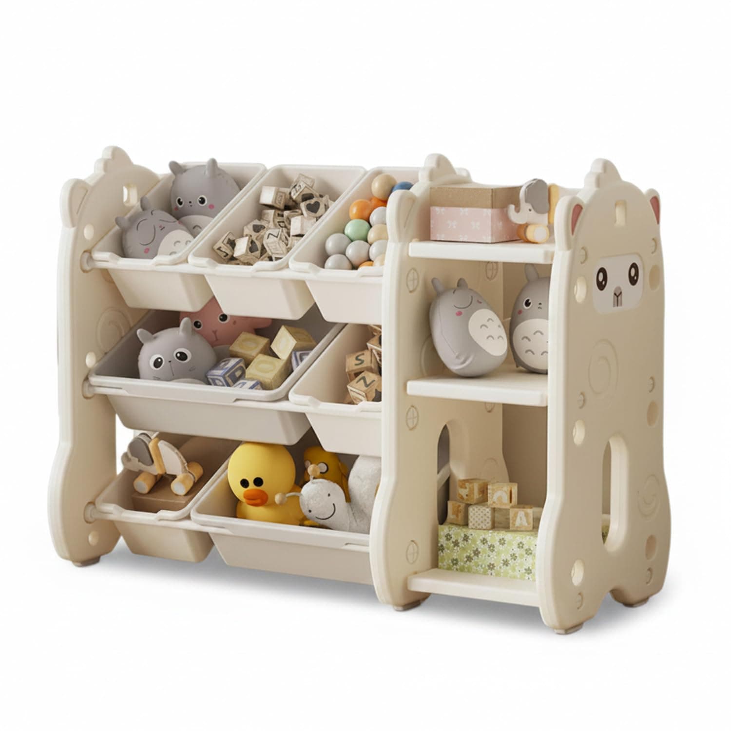 LinJie Kids Toy Storage Organizer，3-Tier Shelvesmulti-Functional Kids Organizer With 7 Removable，Right 3-Layer Open Storage Shelf，Organize Toys And Books, Playroom, Nursery Room
