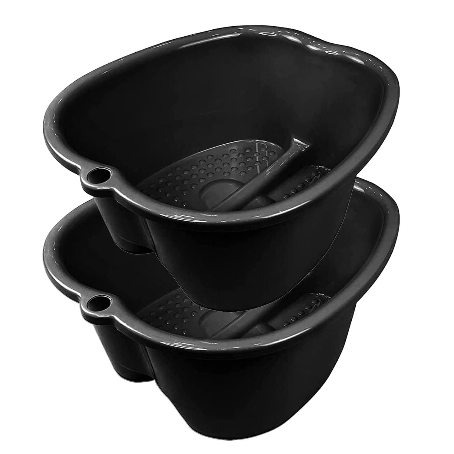 Extra-Large Foot Bath Soak Tub 2-Pack – Durable Massage Basins for Home Relaxation, Fits Large Feet, Non-Slip Base Black/Black
