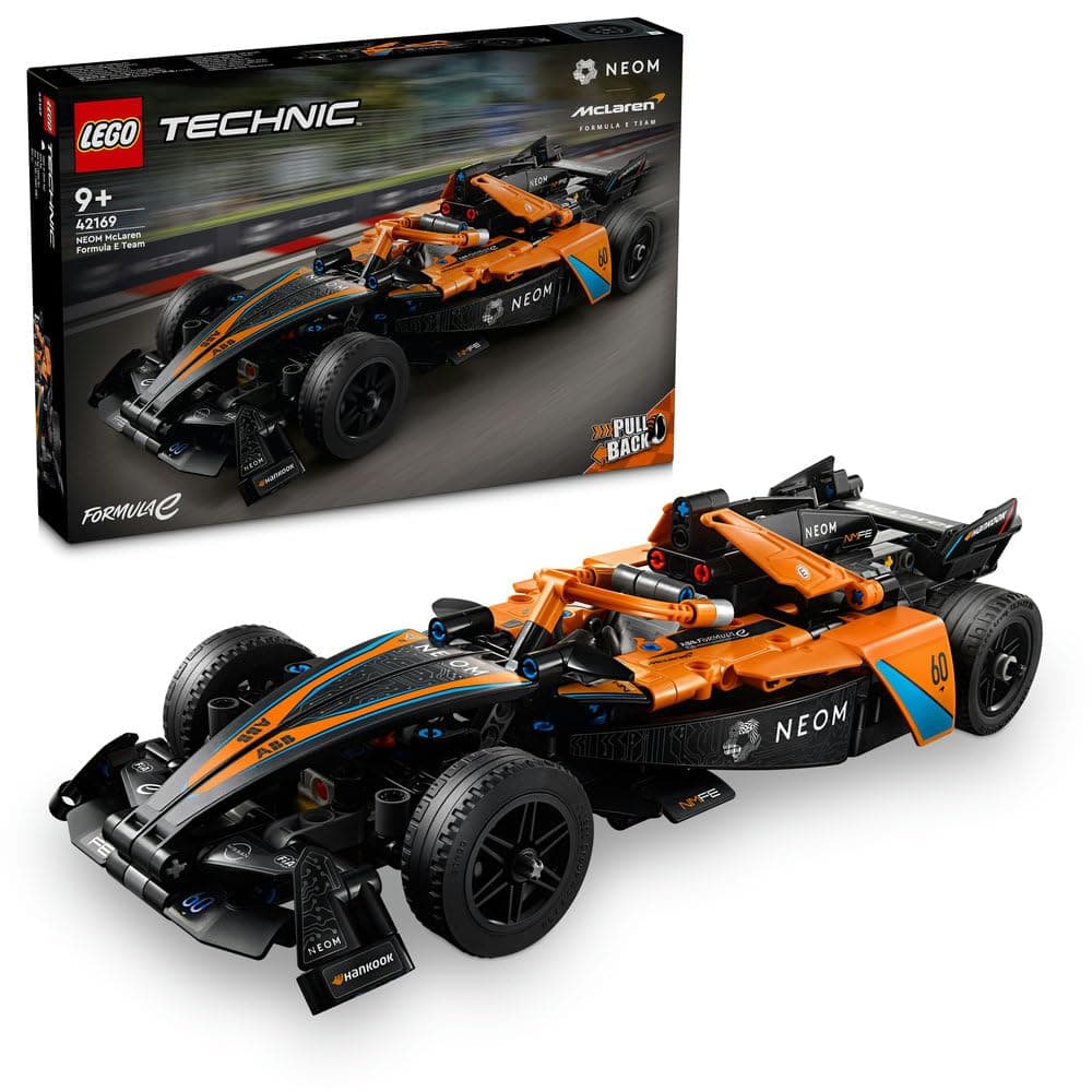 LEGO Technic NEOM McLaren Formula E Race Car Toy for 9 Plus year Old Kids, Boys & Girls, Model Pull-Back Vehicle Building Set, Kids' Bedroom Decoration, Birthday Gift Idea 42169