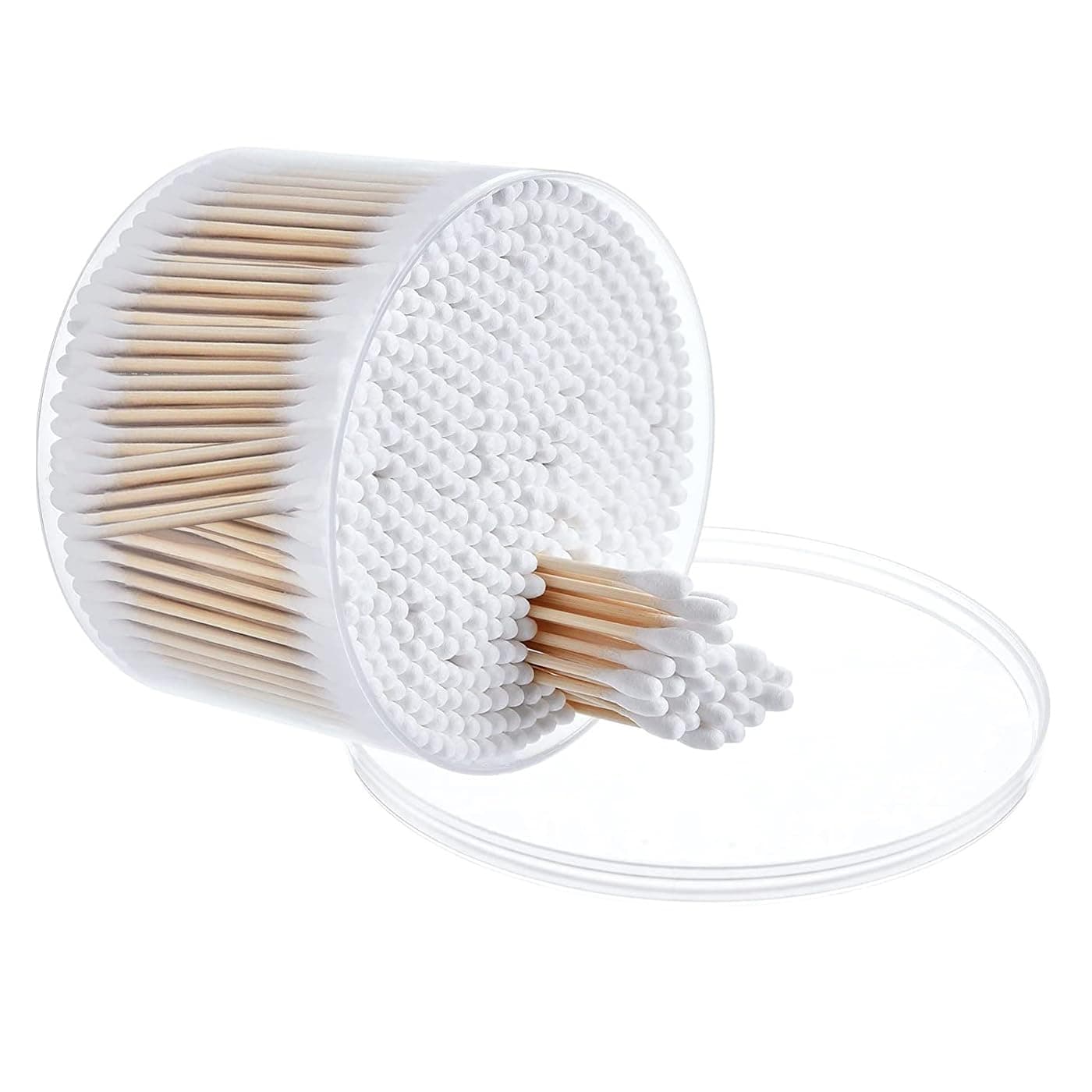 Bamboo Cotton Swabs Double-Tipped Round Thick Tips | 100% Cotton Biodegradable & Organic Unbleached Natural | Q-tips Safety Swabs | Wooden Cotton Buds For Ears Makeup or Nails 500 Count