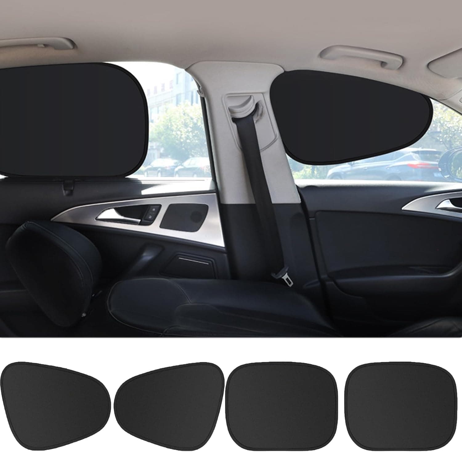 4-Pack Car Side Window Sun Shades – Static Cling UV Blocker for Cars & SUVs | Car Accessories for Electrostatic Adhesion Sun Protection & Privacy,Fits Front/Rear Windows (Type-B)