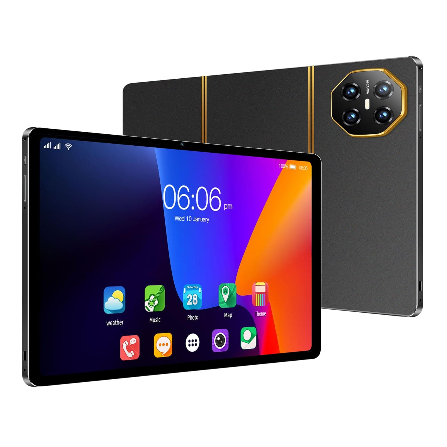 تابلت اندرويد 10.1 انش ثنائي شرائح الاتصال بذاكرة RAM 6GB وذاكرة روم 128GB وشاشة لمس IPS HD 1280×800 وبلوتوث وكاميرا مزدوجة وجي ام اس وواي فاي وجوجل من سي سي جي واي كيو (اسود)