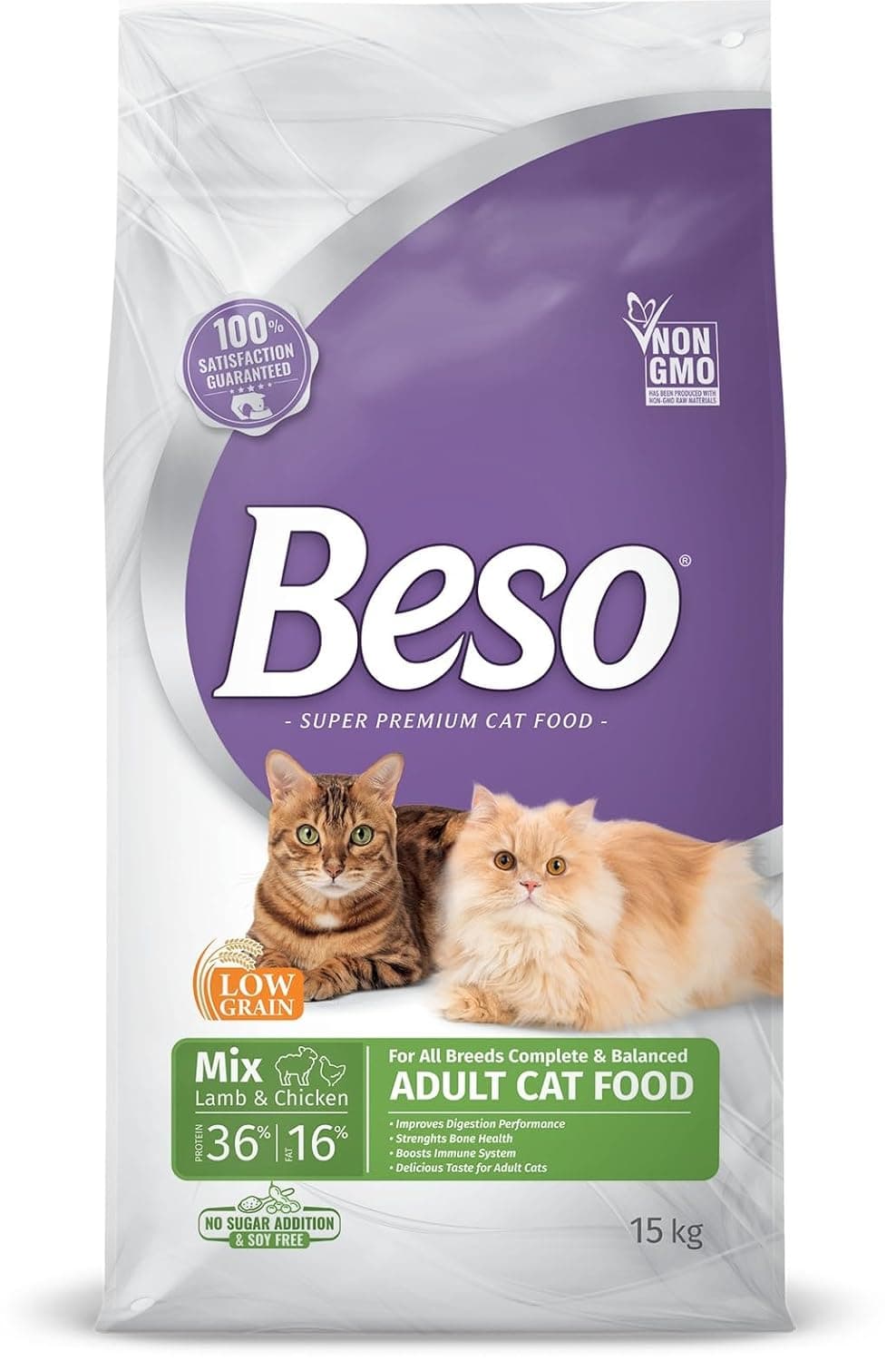Beso Mix Cat Dry Food with Chicken and Lamb for Adults 15 Kg