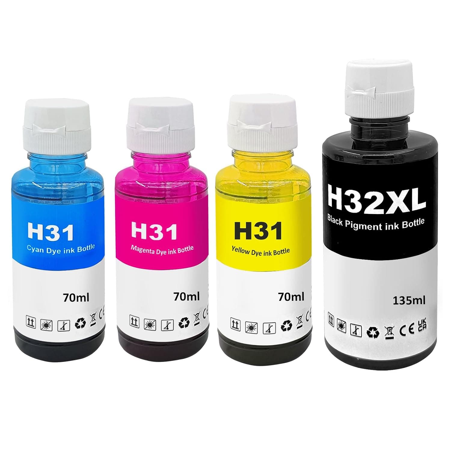 31 32XL Ink Compatible with HP 31 32 XL for Smart Tank 315 319 455 515 516 530 555 558 559 570 655 670 790 5105 7005 7006 7305 7305 7305 733 06 76 05 415 419 Printer Multipack (BK/C/M/Y)