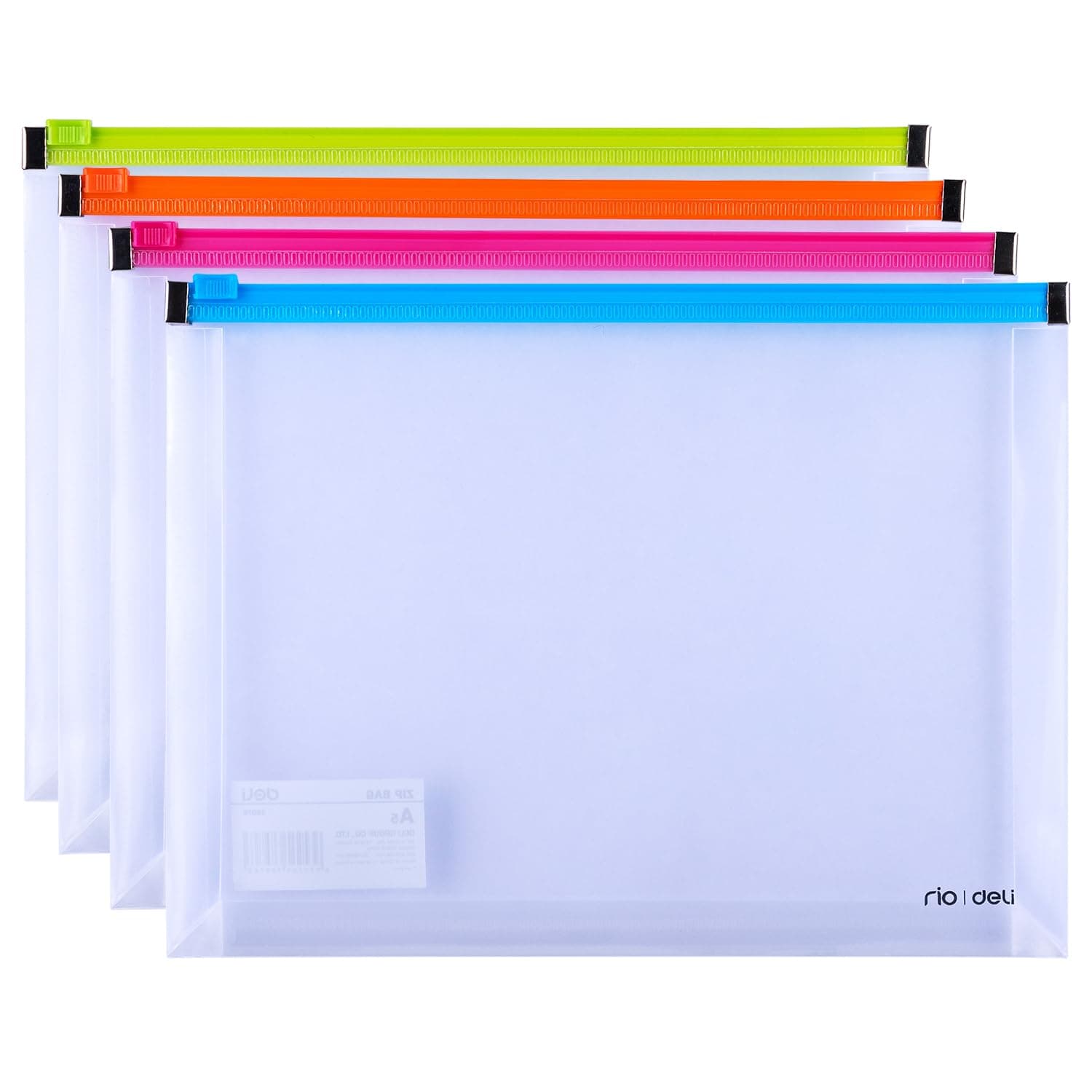 Deli E38976 A5 Zip Bag, Assorted