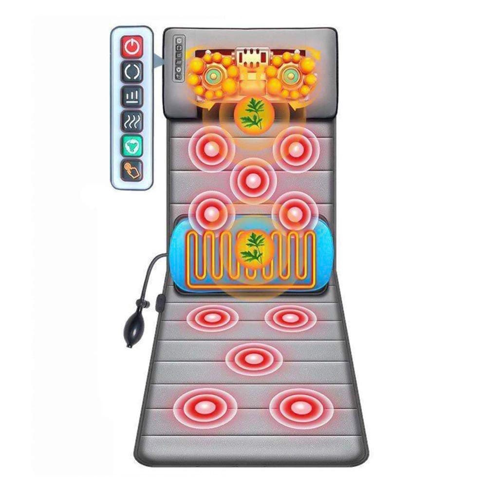 Electric Massage Mat with 10 Motor, 9 Massage Mode and Heating, Full Body vi'bration Massager, Spine Stretch, Body Therapy Relief Mattress Cushion Pad for Back Pain, Muscle Ache, Relaxation LATT-LIV