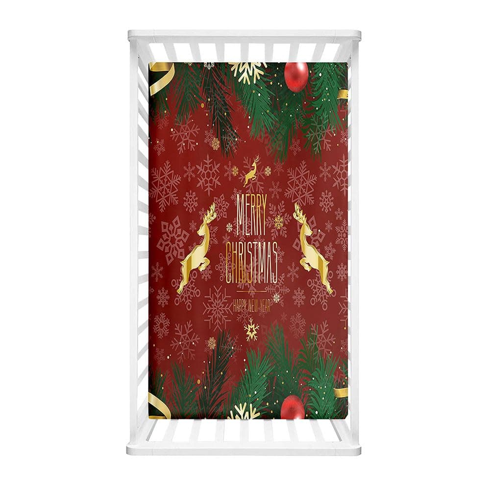 Morbuy Merry Christmas Cot Fitted Sheets, Soft Cot Sheets, Cot Sheets with Elasticated Corners, Crib Sheets for Girls and Boys (Christmas, 85 x 51 cm)