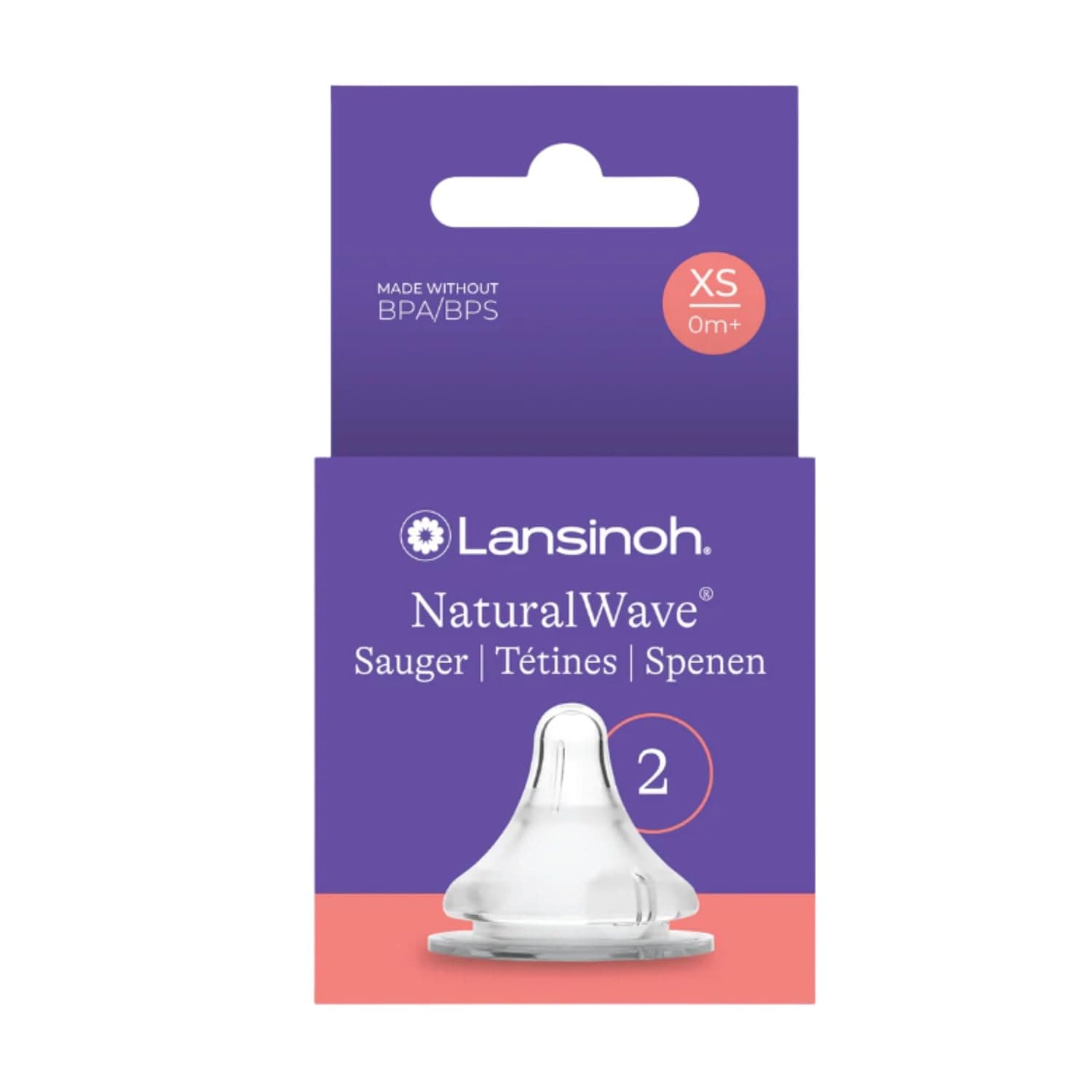 Lansinoh NaturalWave Extra Slow Flow Teats Extra Slow Flow - Specially Designed for Newborns - 0 Months + (Pack of 2)