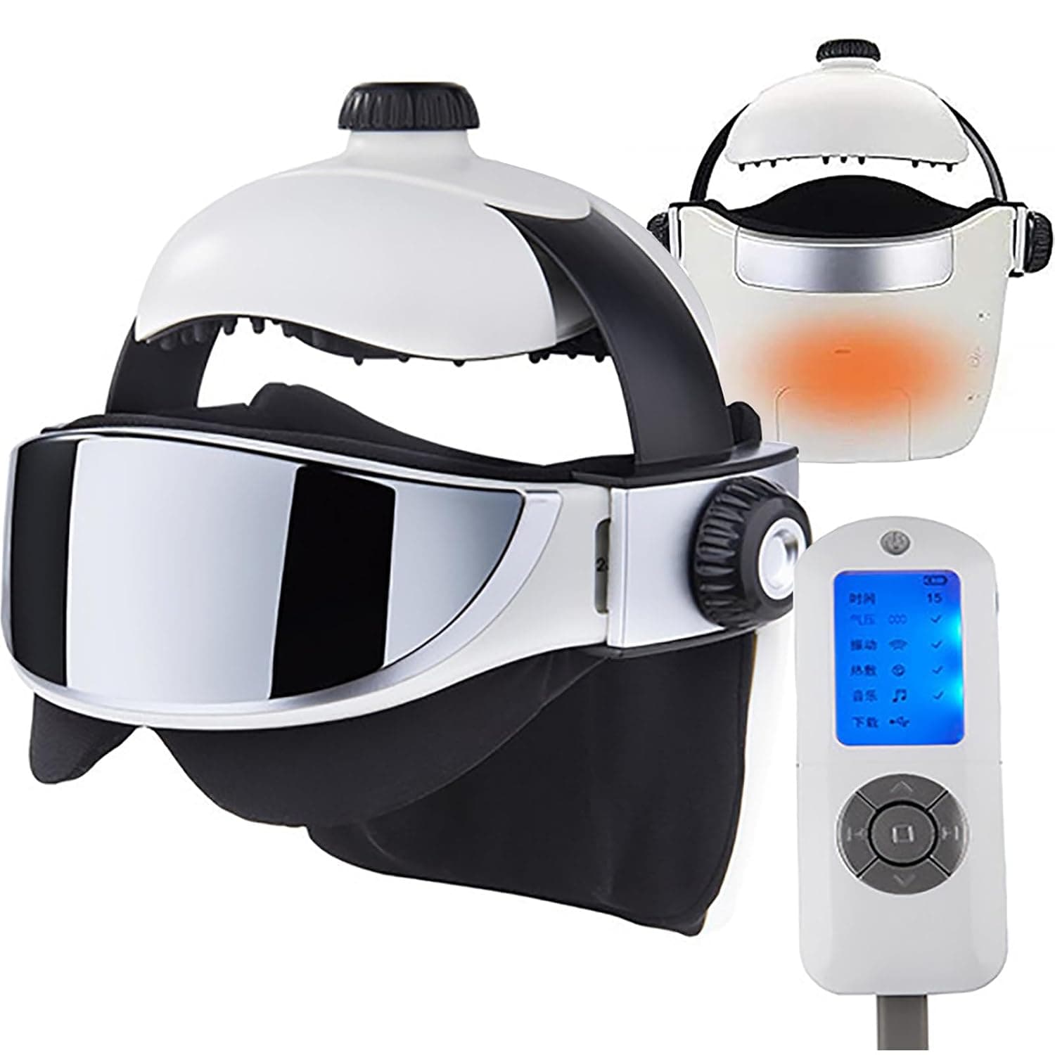 Head Massager, 2 In 1 - Head + Eye Therapy Device, With Remote Control, Automatic Heating | Air Pressure Vibration, Music Helmet Vibration Massage, Brain Relaxation, Stress Relief
