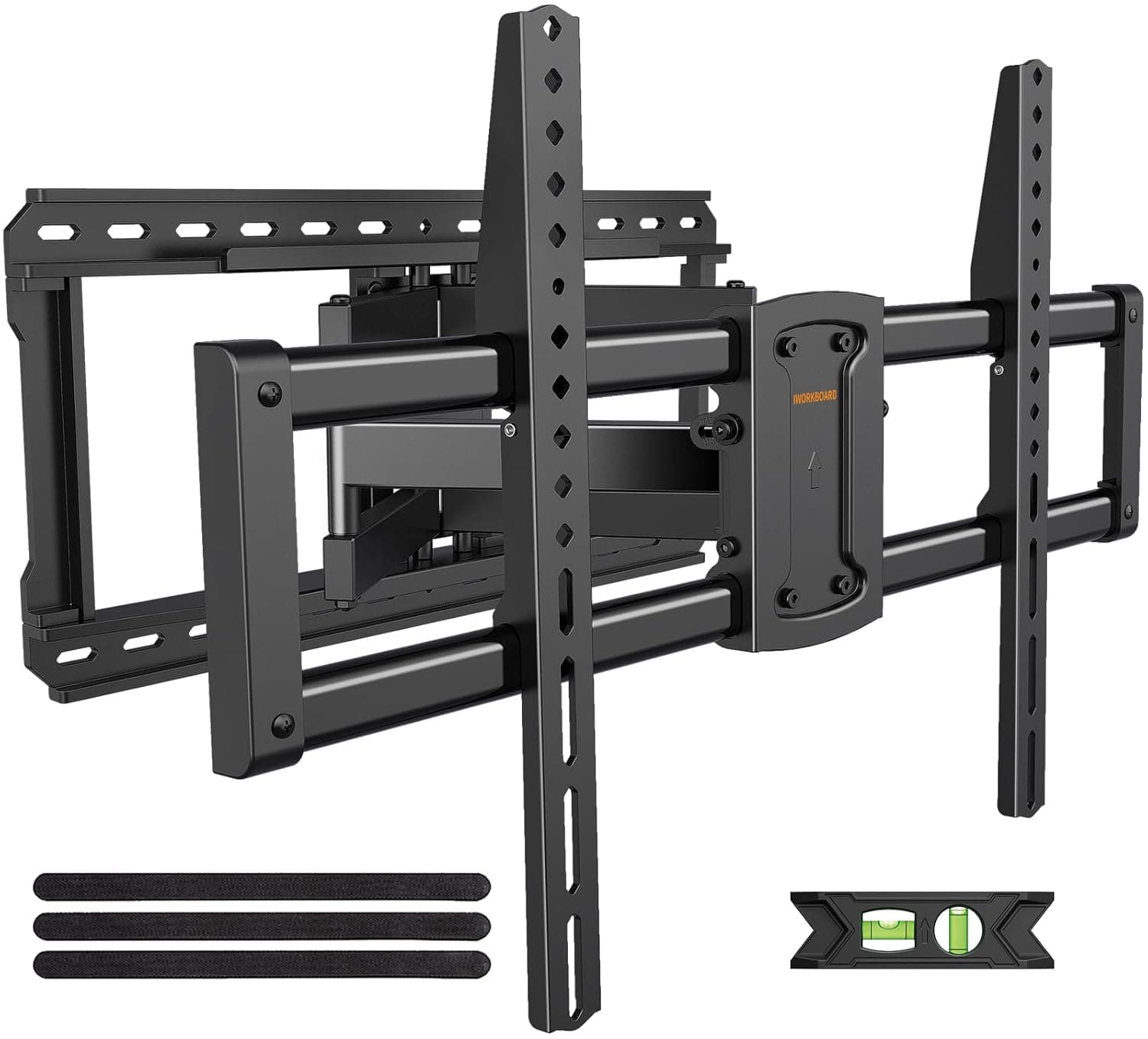 حامل تلفزيون يثبت على الحائط بحركة كاملة 75 85 86 90 97 انش من اي وورك بورد، يتحمل 150 باوند، حامل تلفزيون شديد التحمل، مستوى تمديد امالة دوار، قضبان معدنية كاملة ولوحة حائط، حتى 600×400 ملم فيسا ومسامير خشبية 24 انش