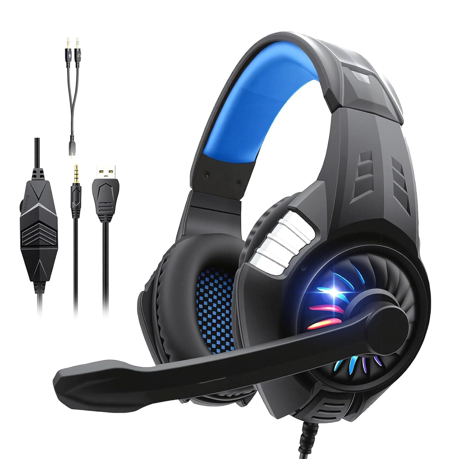 Gaming Headset, Professional Gaming Headphones with Microphone, Surround Noise Reduction, RGB LED Light, Suitable for Computer Games, Mac, Pc, And Other Devices -Wired