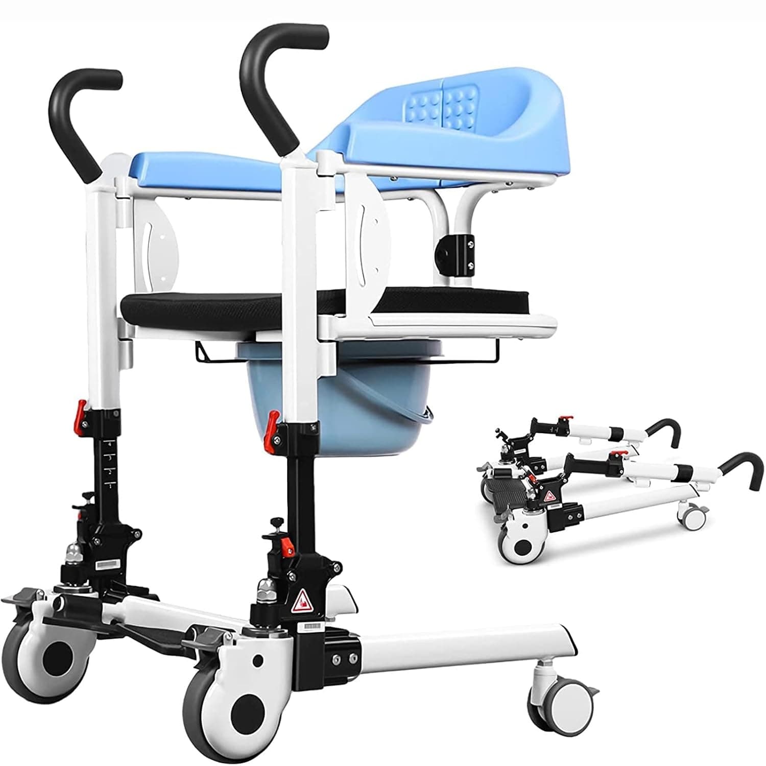 Patient Lift Transfer Machine, 4 In 1 Multifunctional Folding Wheelchair, Adjustable Patient Lift, Toilet Chair On Wheels Bathroom Chair For Elderly