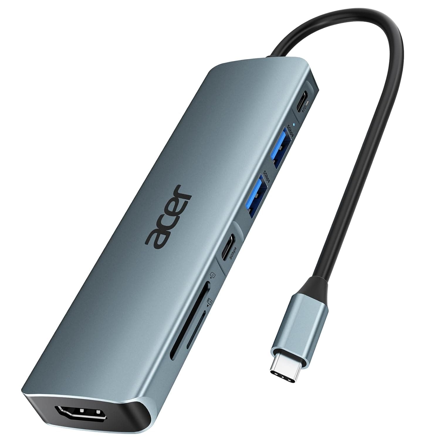 ايسر موزع USB C (7 في 1 متعدد المنافذ) موزع محول من النوع سي الى HDMI 4K، قارئ بطاقات Micro SD، USB C وUSB A 3.0، 100 واط بي دي، متوافق مع ايباد برو، ماك بوك برو، لاب توب