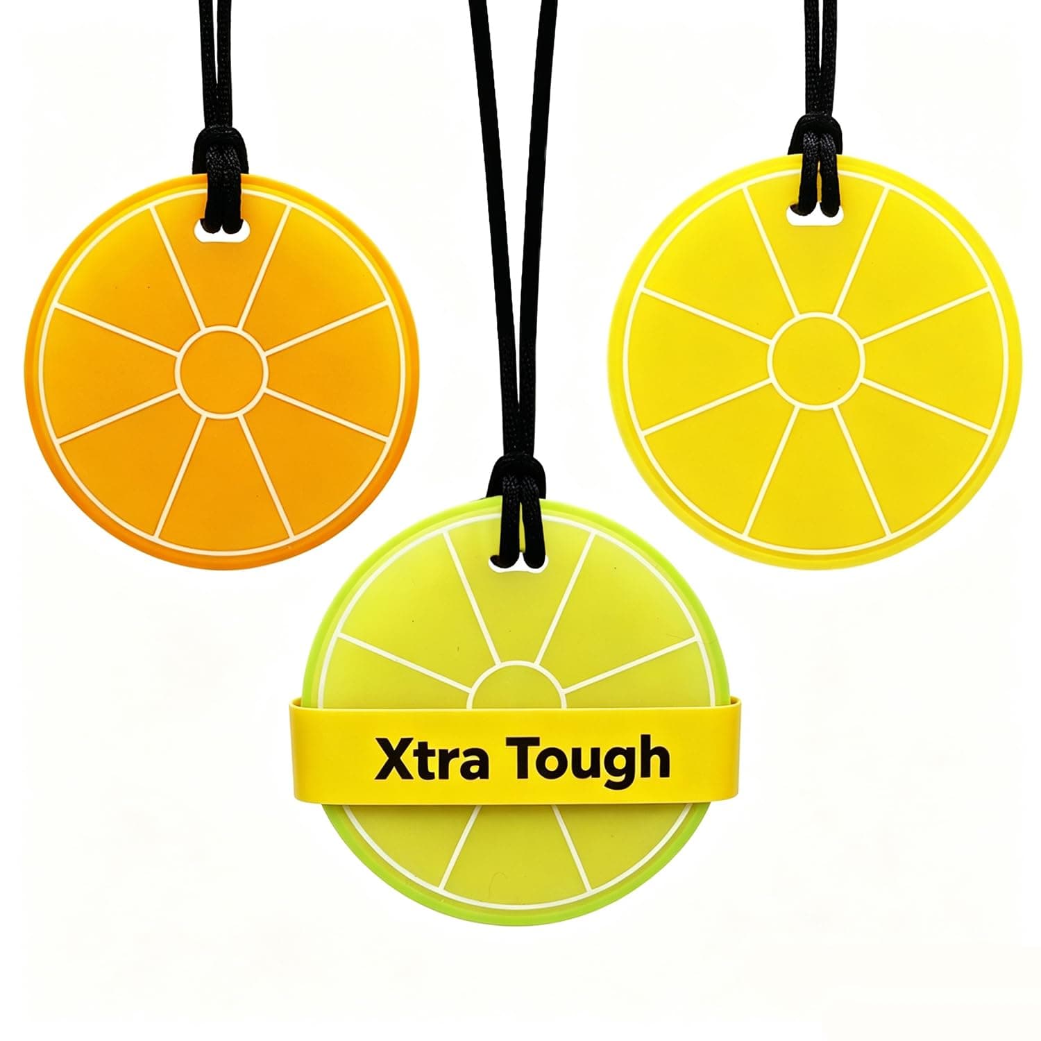Lemon Sensory Chew Necklace - Chewing Necklace Teething Necklace Teether Necklace Chew Toys for Kids, Boys or Girls - Teething Toys Designed for Chewing, Autism, Autism Sensory Teether Toy (3 Pack)