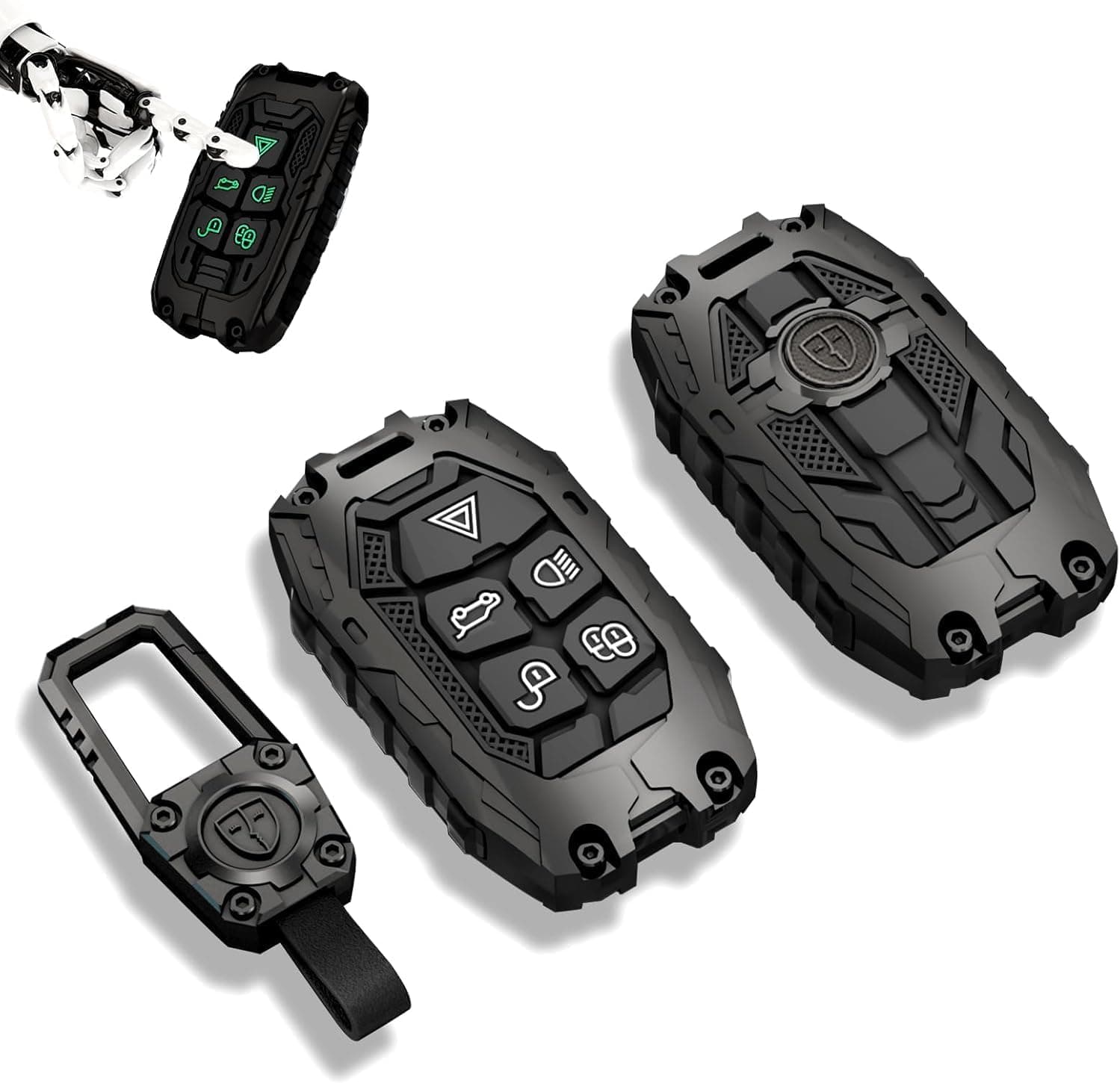 Oasisgalore Compatible with Range Rover Key Cover, Range Rover Accessories Jaguar Car Keychain Accessories Exterior( Black)