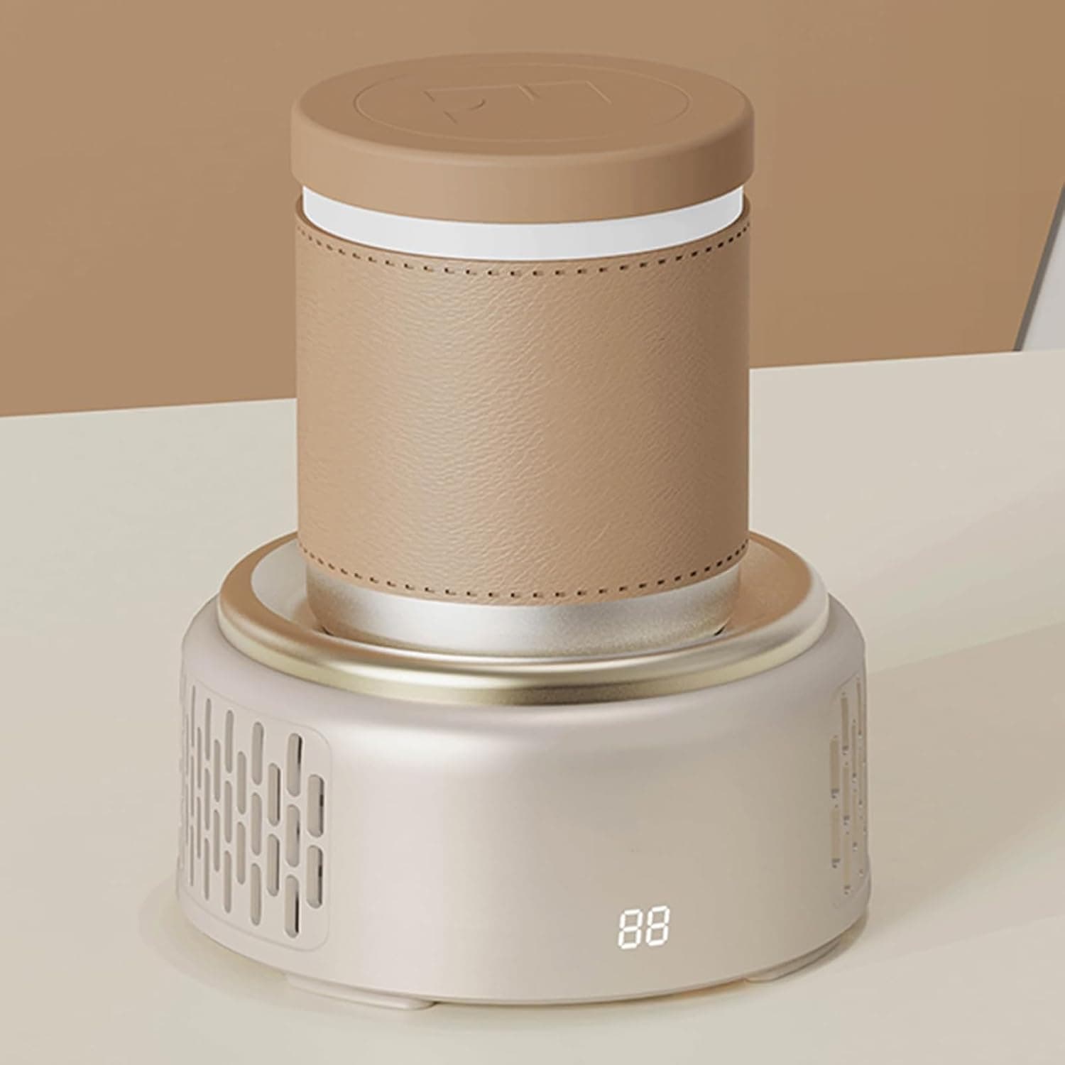 400ml Quick Cup Cooler, Hot & Cold Coaster With 6-speed Temperature Control, Dual Use Usb Keep Cooler Warmer, 10-min Rapid Cooling, Smart Beverage Warmer, For Office, Traveling Christmas brown