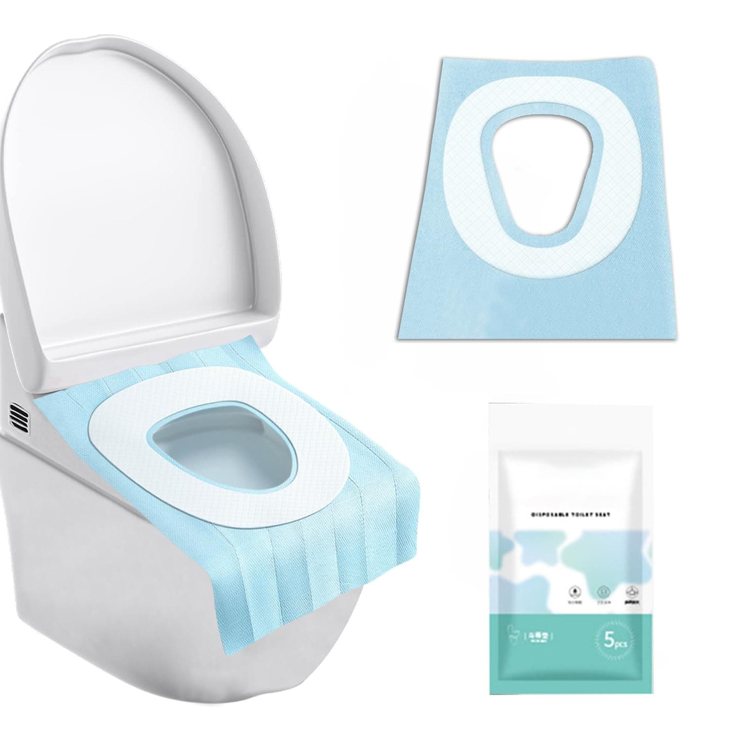 0TO1 10Pcs Toilet Seat Covers, غطاء مرحاض, Travel Disposable Toilet Seat Cover for Adults and Kids Potty Training, Travel Accessories for Public Restrooms, Airplane, Camping