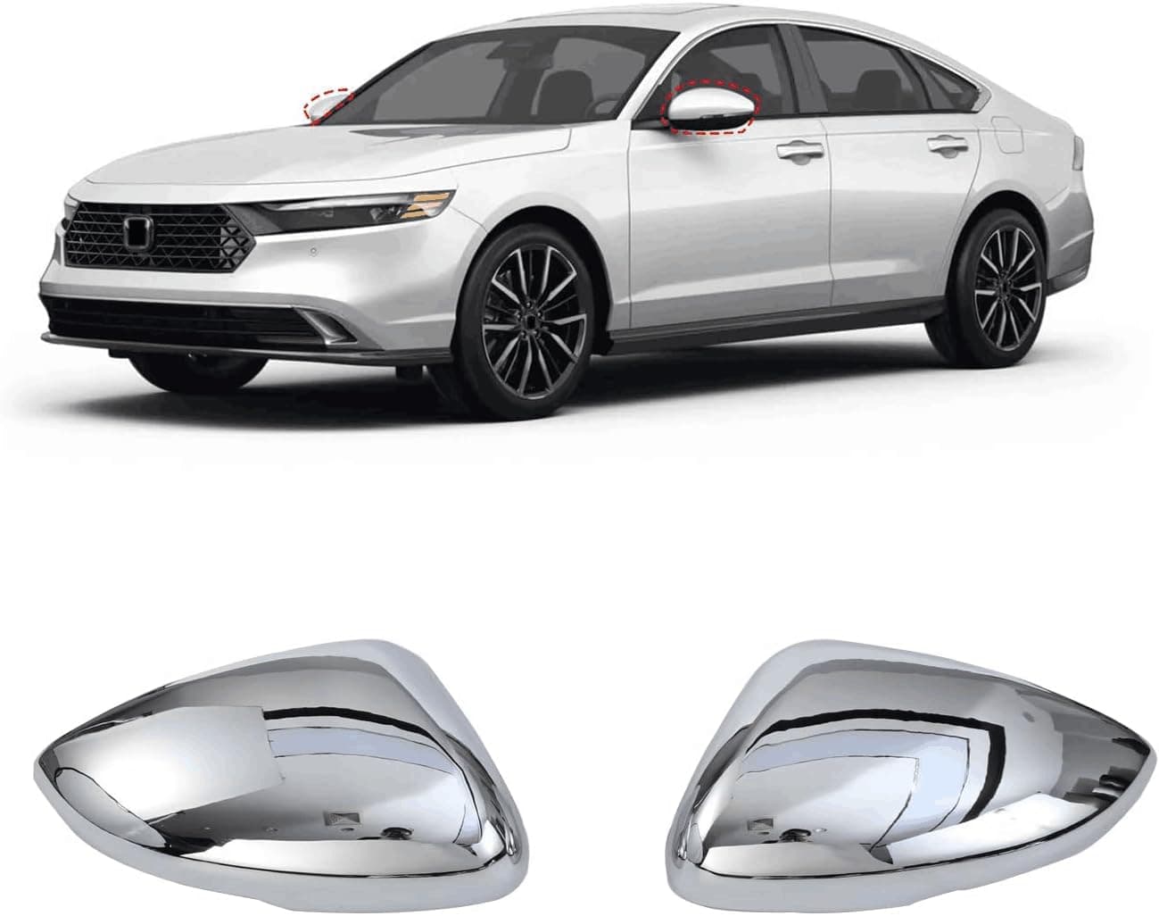 Car Door Side Mirrors Covers for Honda Accord 2018-20222 2023 2024 2025, Carbon Fiber Auto Exterior Accessories Rearview Mirrors Protector Trim (Silver)