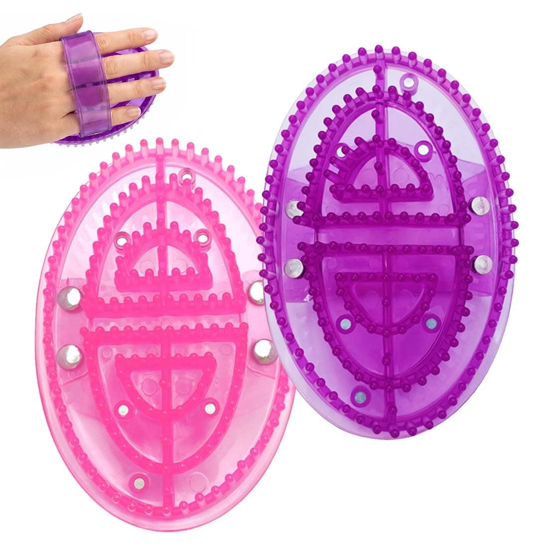 Pack of 2 Meridian Massage Brush Body with Magnetic Stones, Soft Hard Brush Head for Full Body Massage, Acupressure, Muscle Relaxation & Recovery for Neck, Shoulders, Limbs